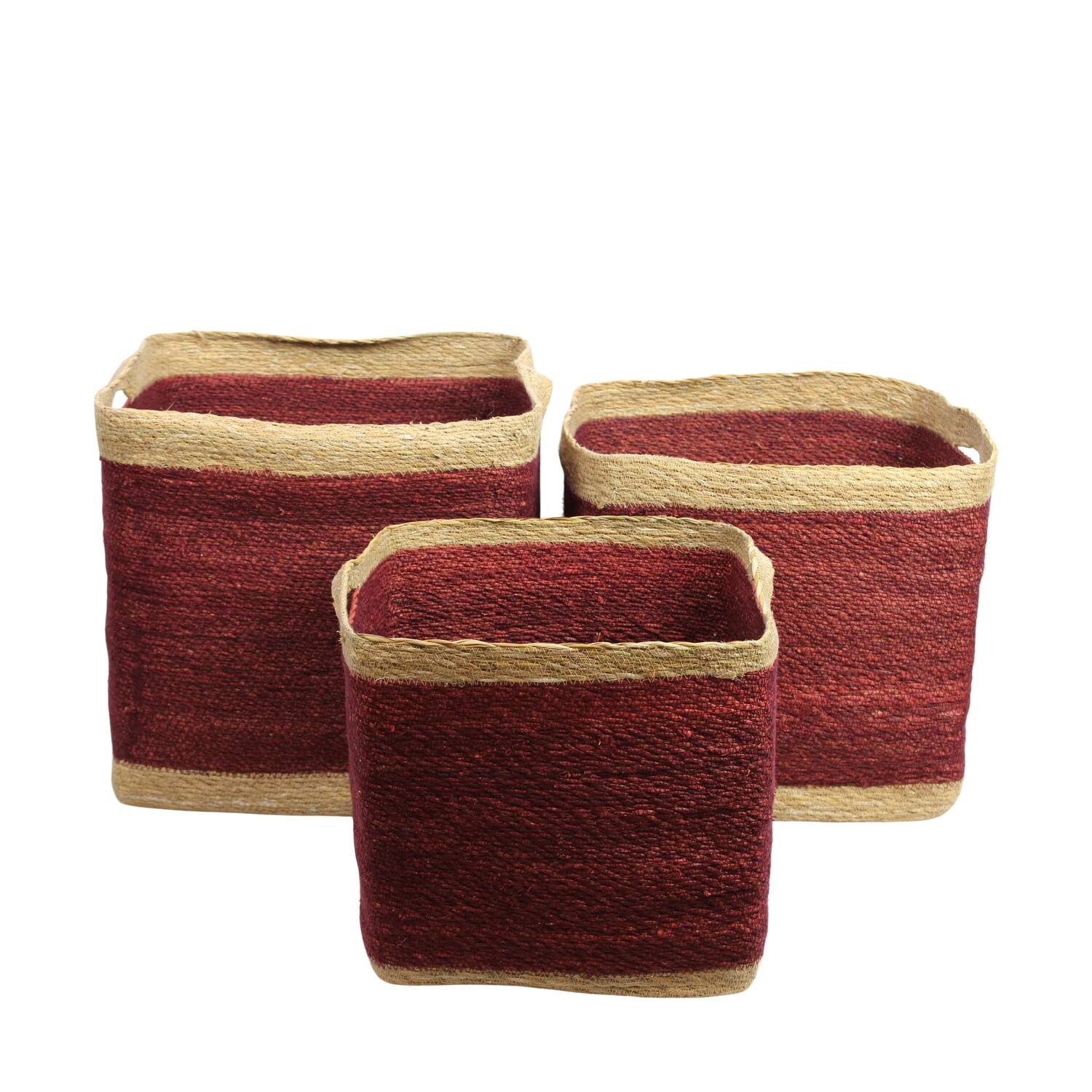 Basket square seagrass with handle 38x38x38cm S3 - Red