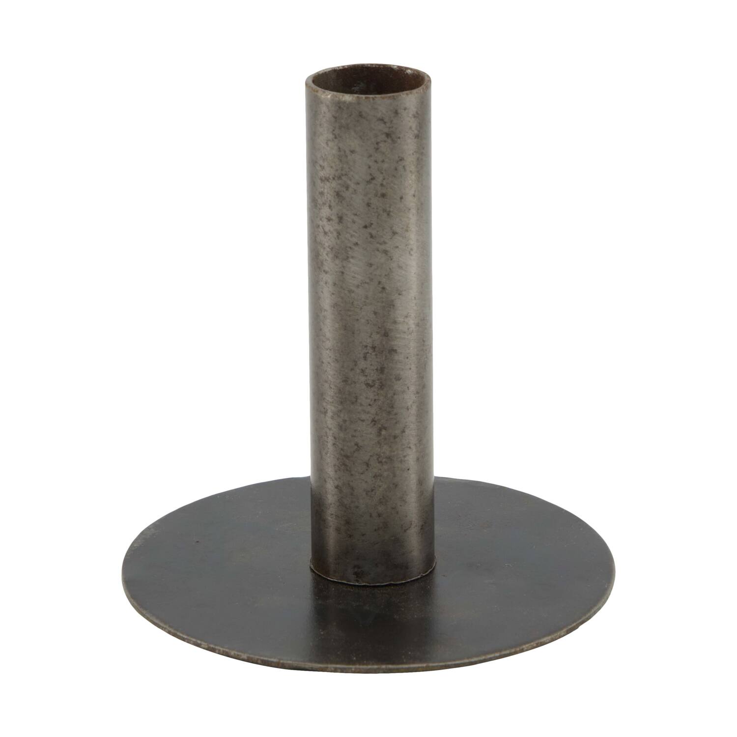 Dinnercandle holder round metal vintage 10x10x10cm - Black