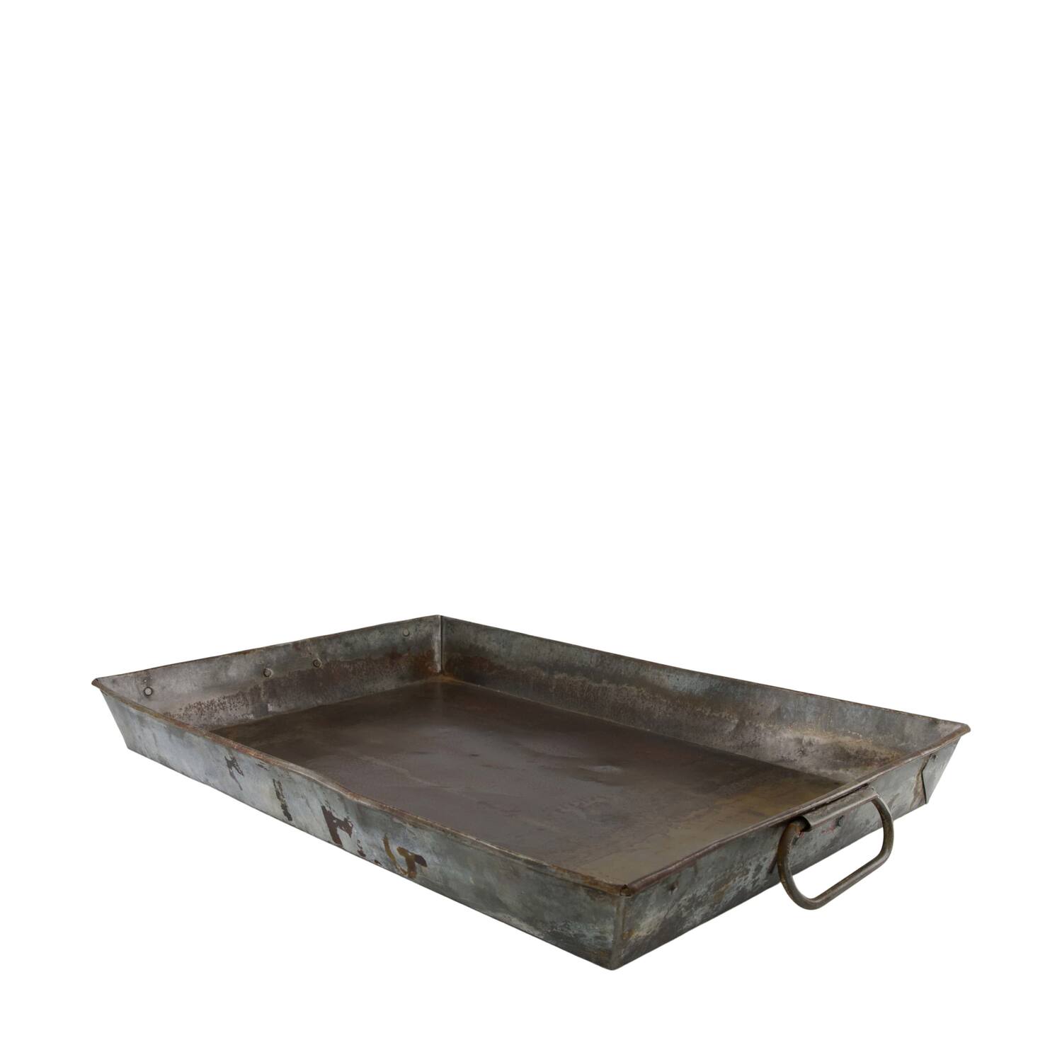 Tray rectangular metal with handle 53x40x5cm - Grey