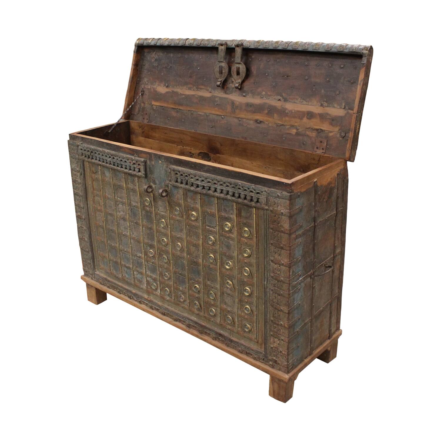 Trunk rectangular historic wood vintage 129x42x90cm