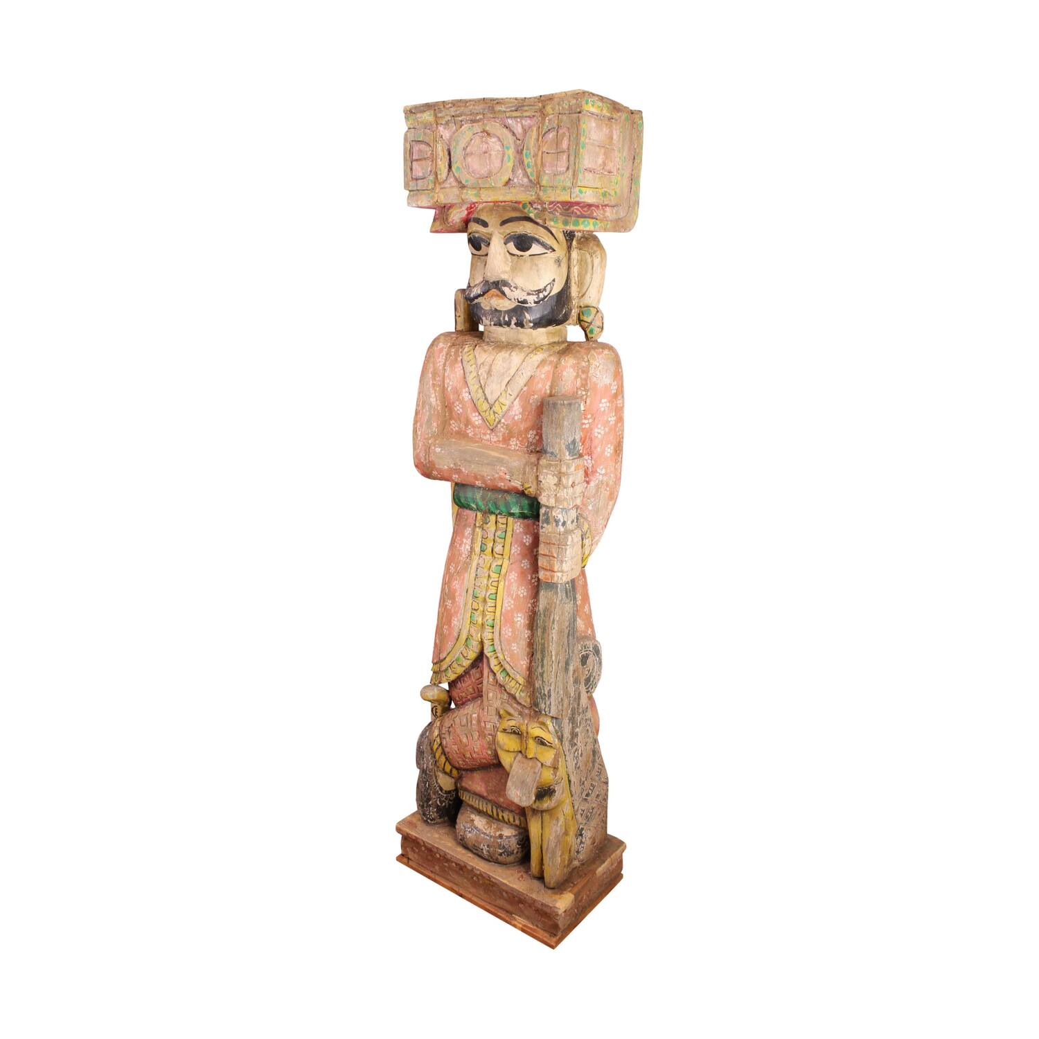 Statue rectangular watchman historic wood vintage 50x30x180cm
