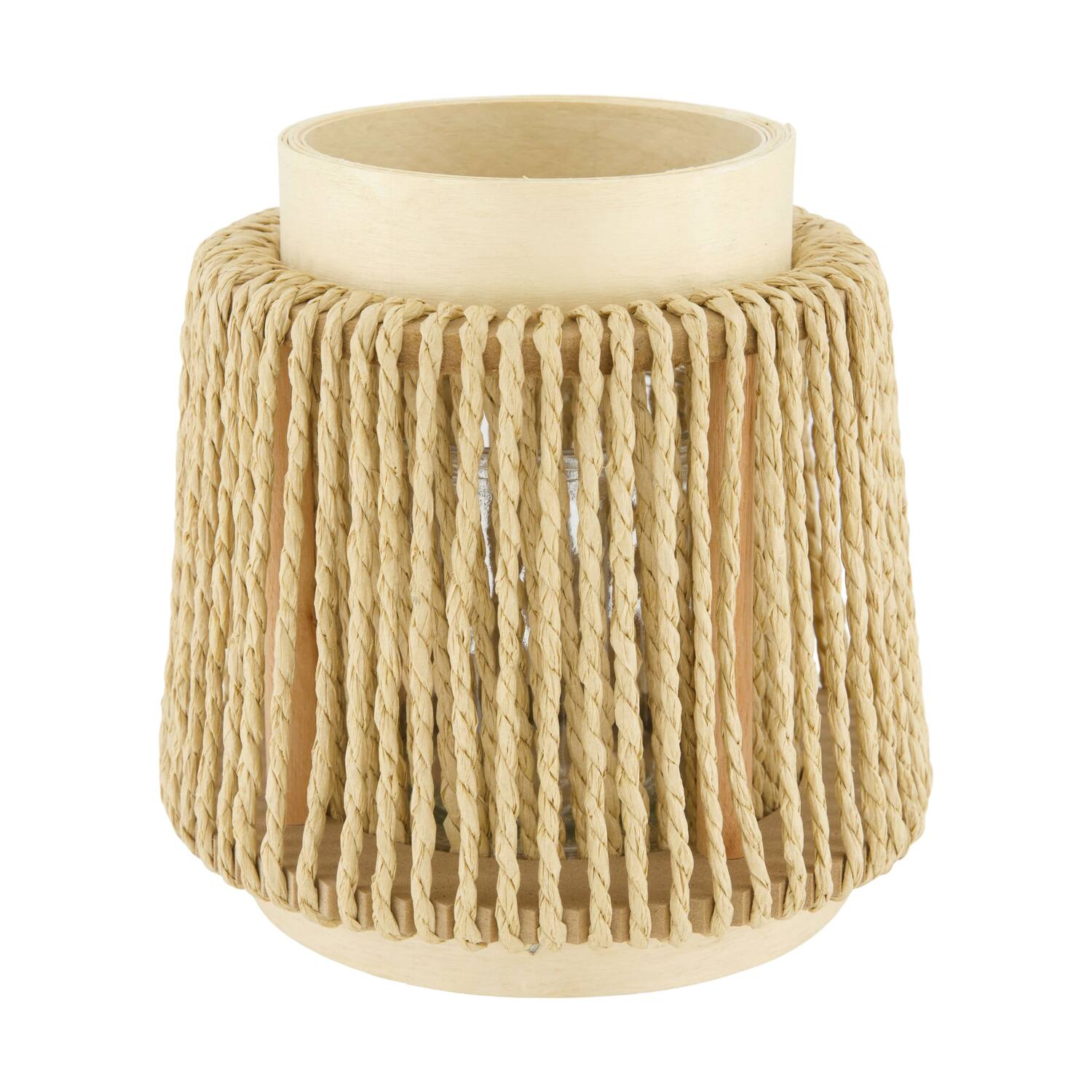 Lantern round paper rope with glass 18x18x18cm - Natural