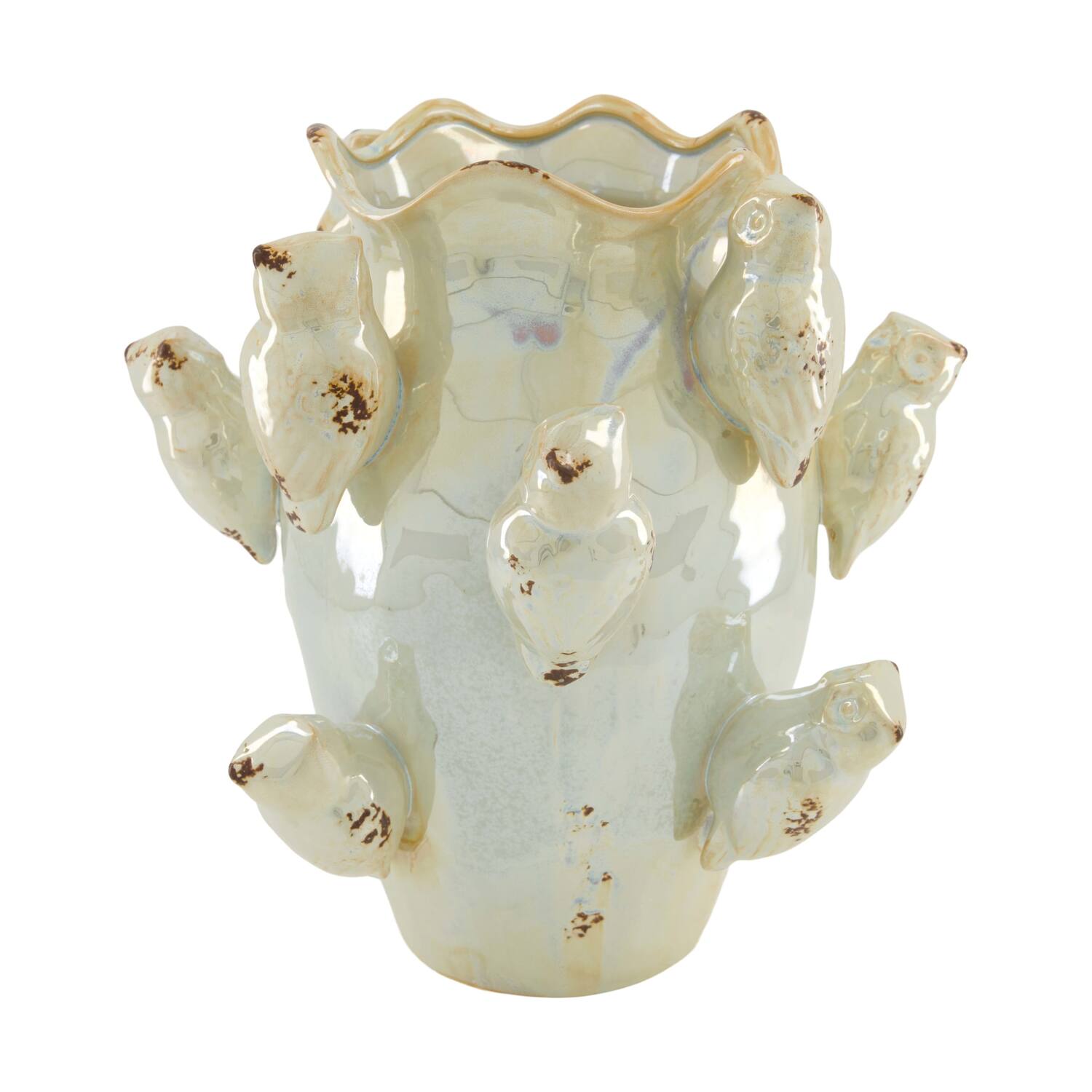 Vase with owl ceramic 29.5x29.5x30.5cm