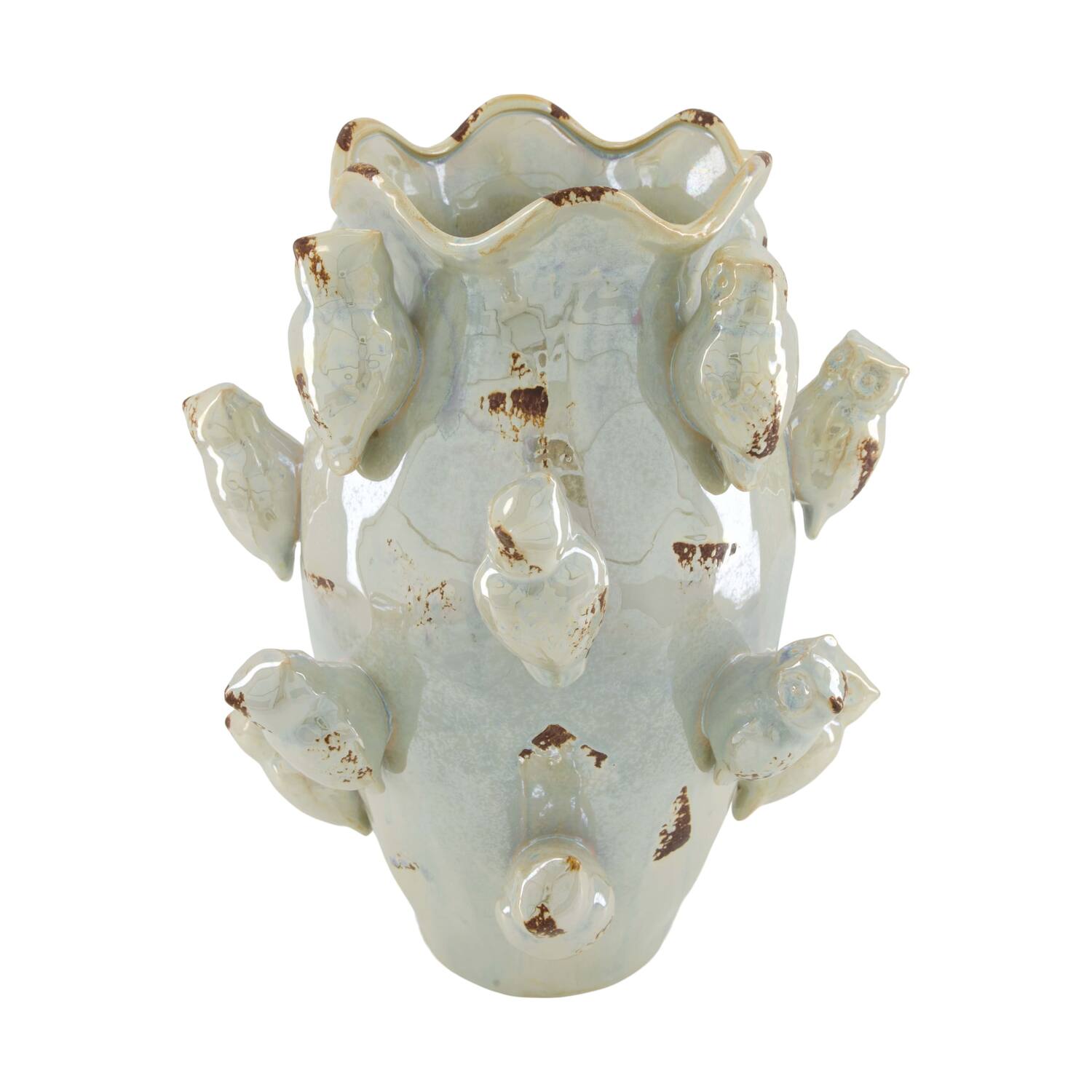 Vase with owl ceramic 31.5x31.5x39cm