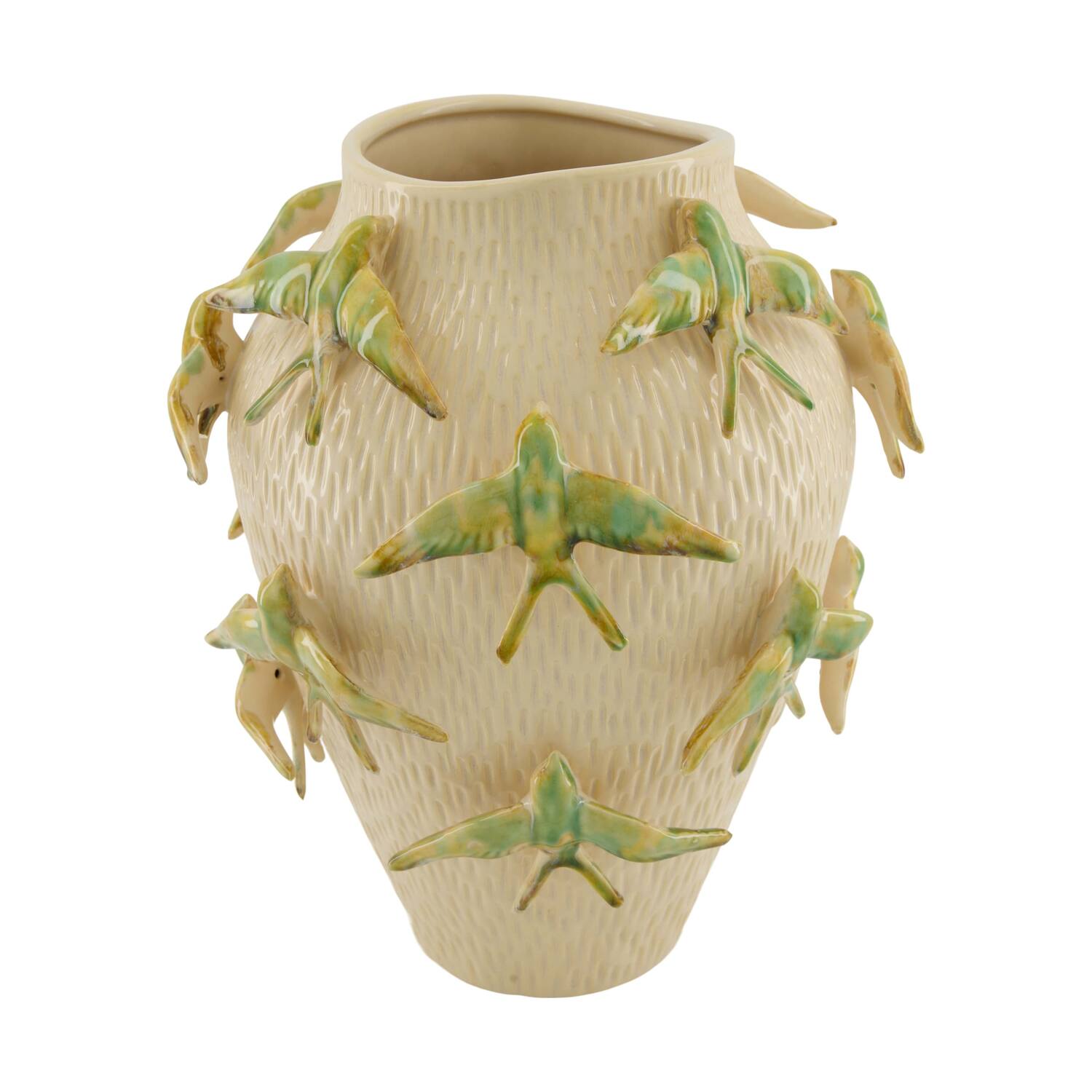 Vase with bird ceramic 26x26x31.5cm