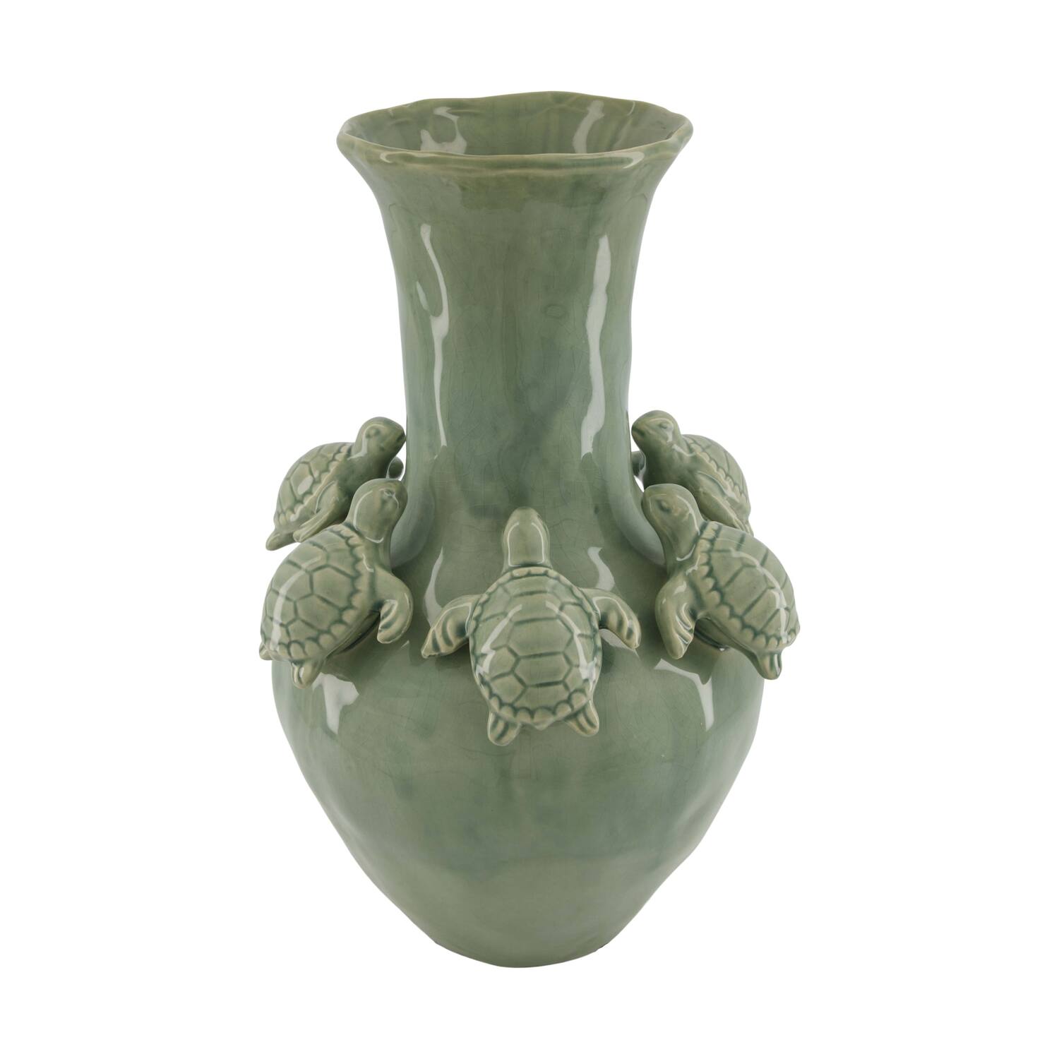 Vase with turtle ceramic 27.7x27.7x41cm