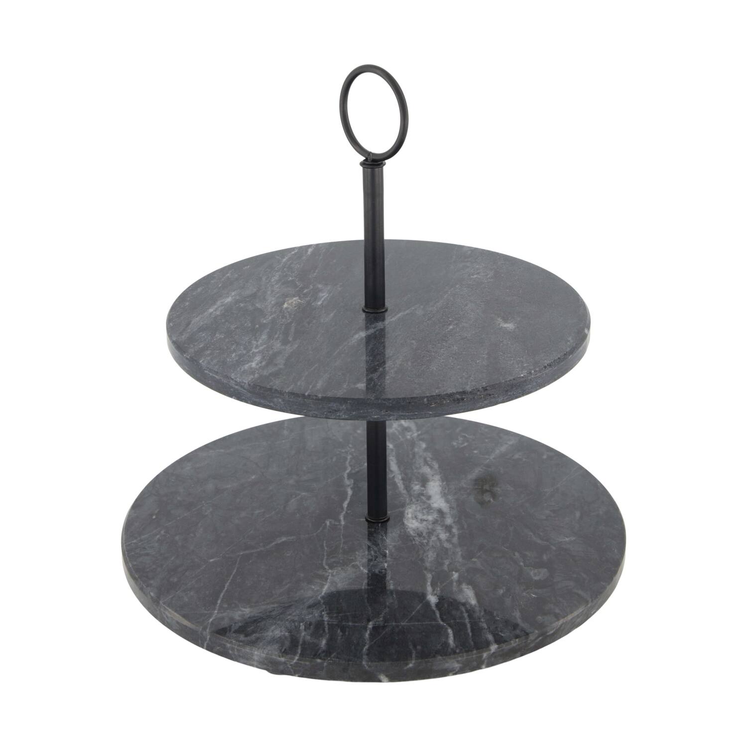 Etagiere round marble 2 layers 25x25x26cm