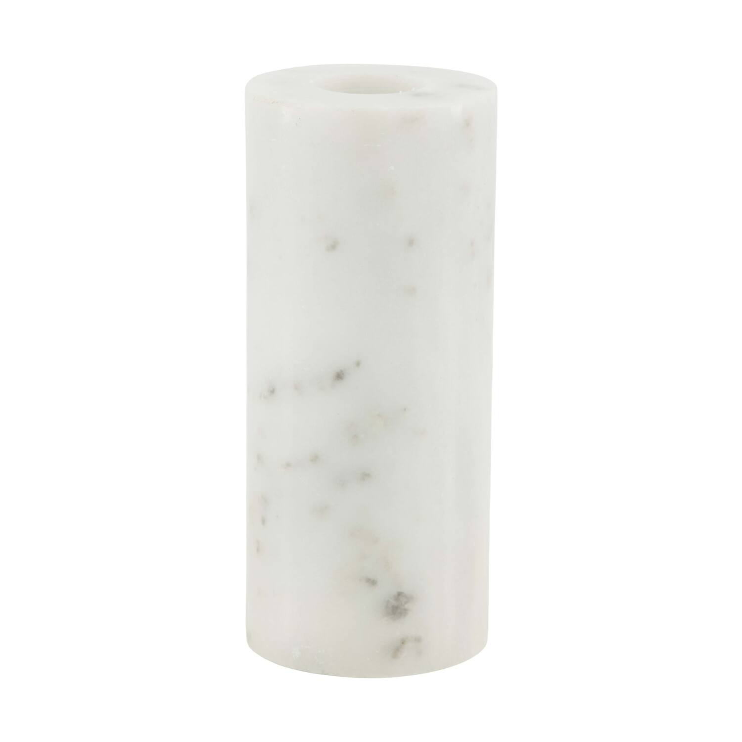 Dinnercandle holder round marble 5x5x12cm - White
