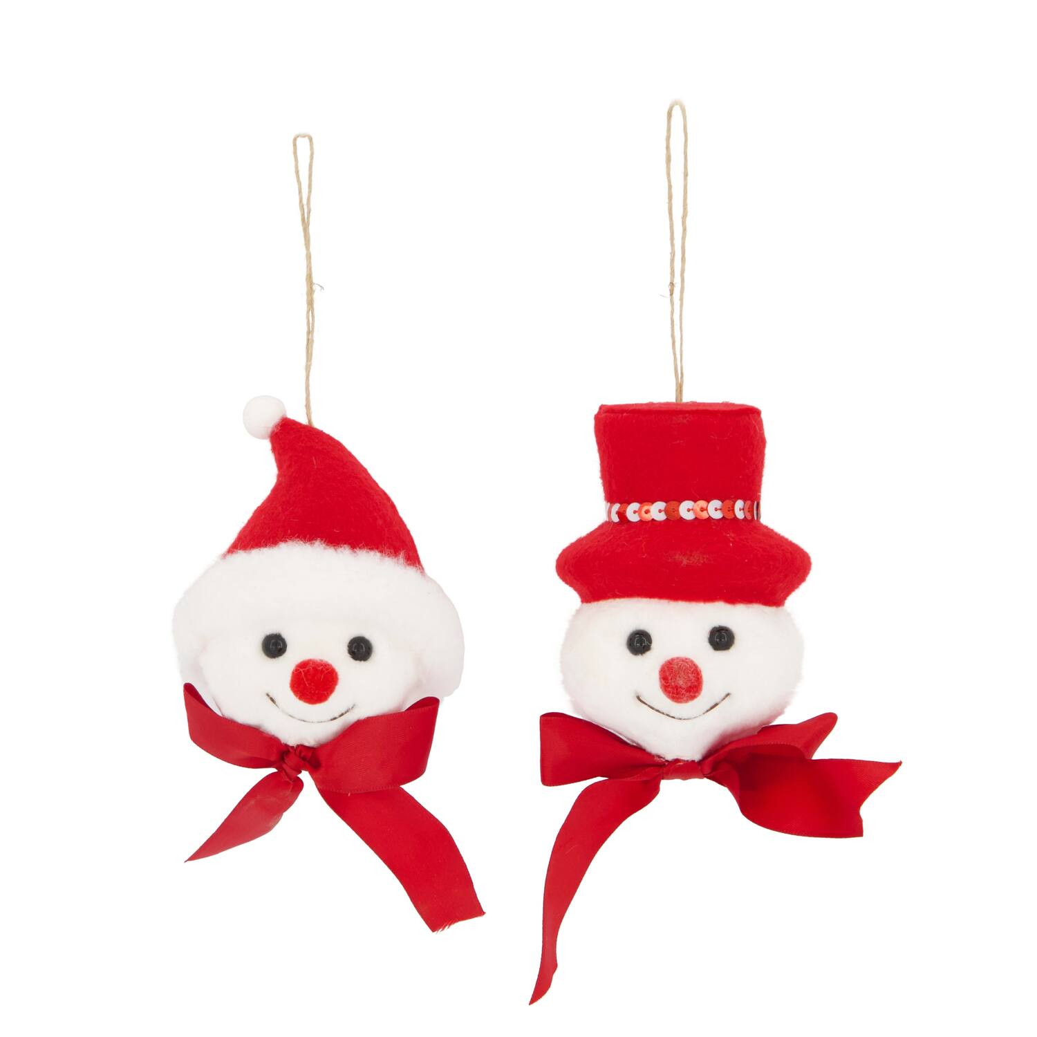 Hanger snowman head fabric 9x9x15cm A/2
