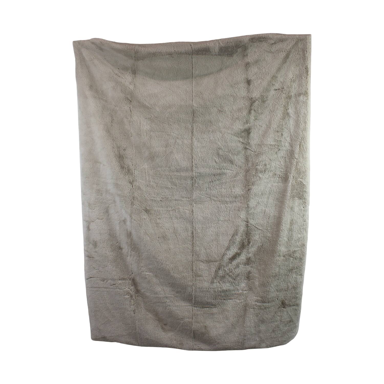 Plaid rectangular faux fur polyester 170x130x2cm - Grey