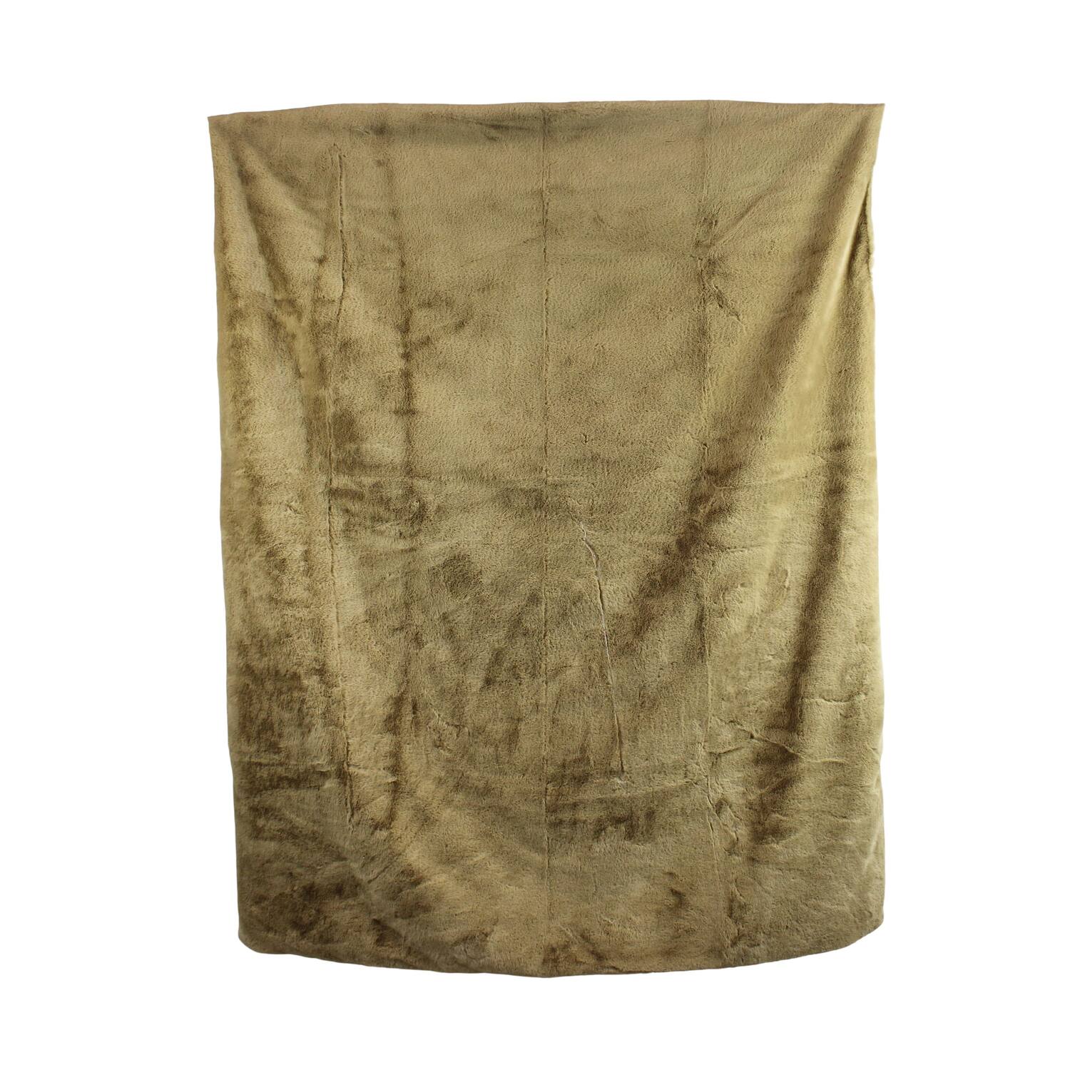Plaid rectangular faux fur polyester 170x130x2cm - Cream