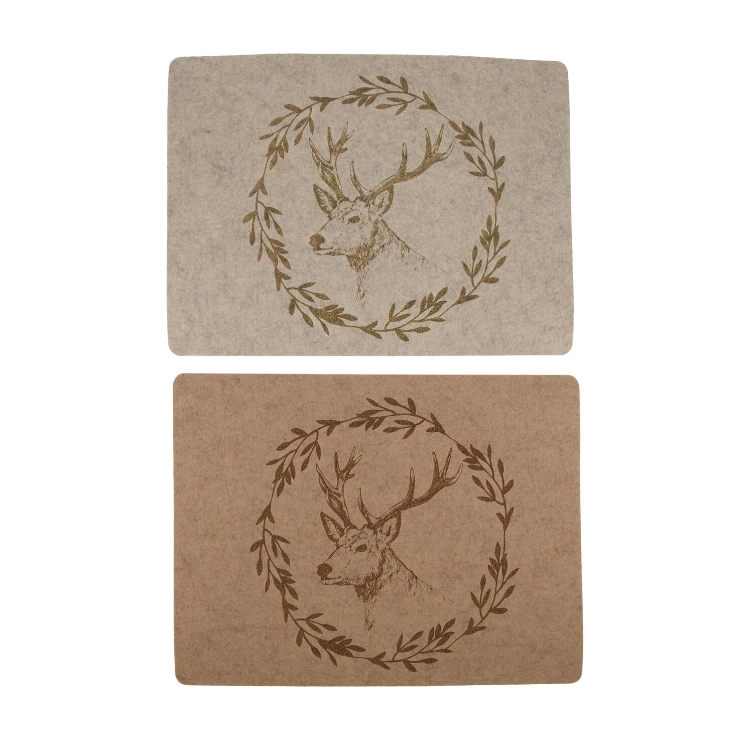 Placemat rectangular with reindeer felt 38x28x0.3cm C/2