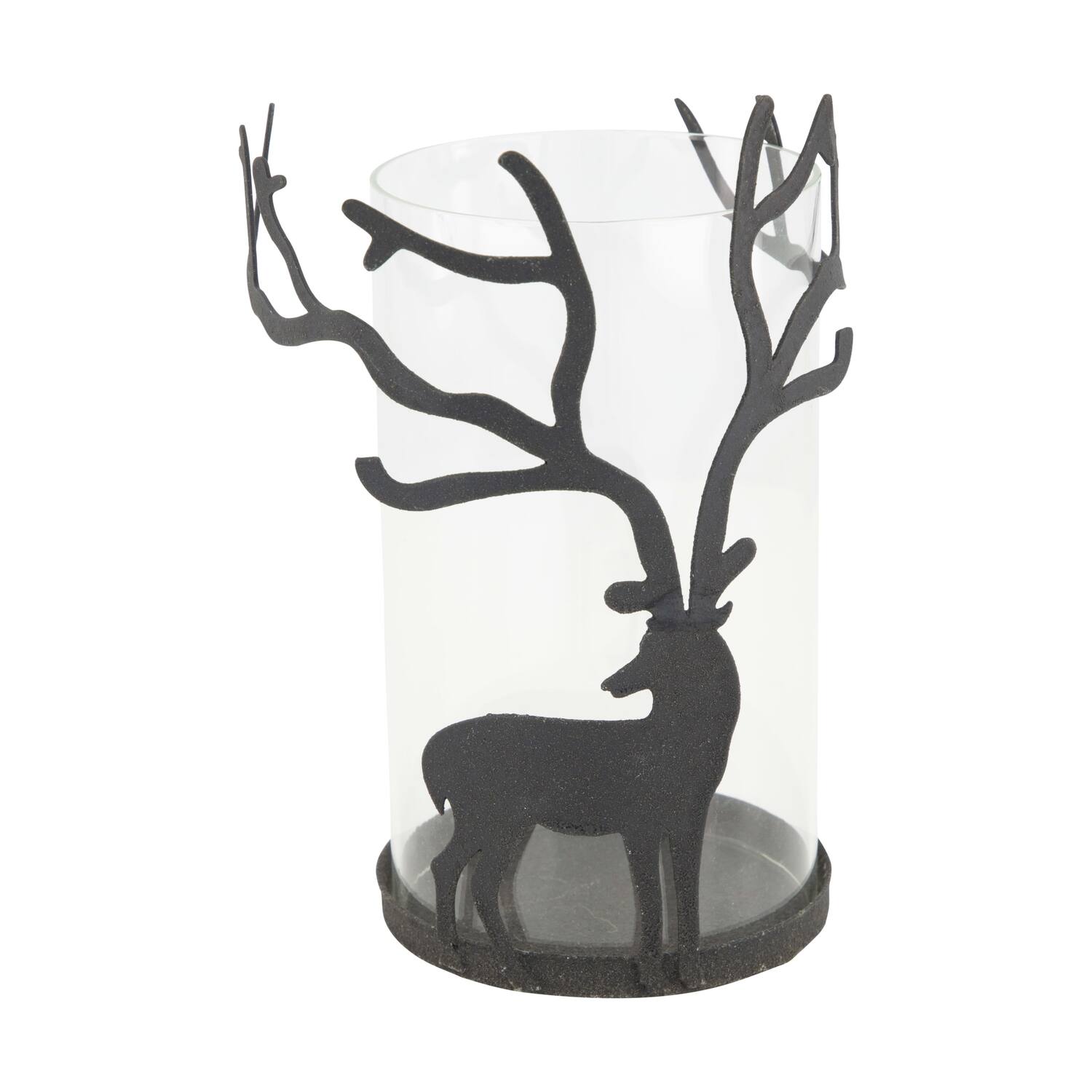 Tealight holder deer metal 12x12x19.5cm - Black