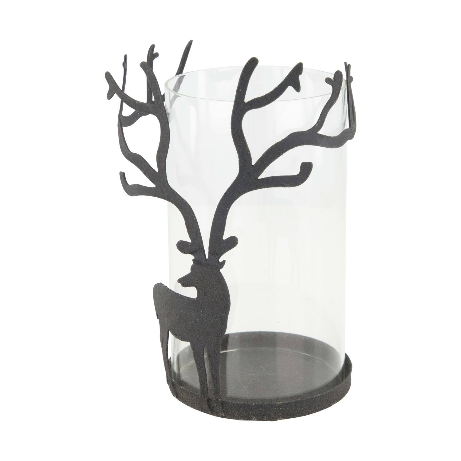 Tealight holder deer metal 12x12x19.5cm - Black