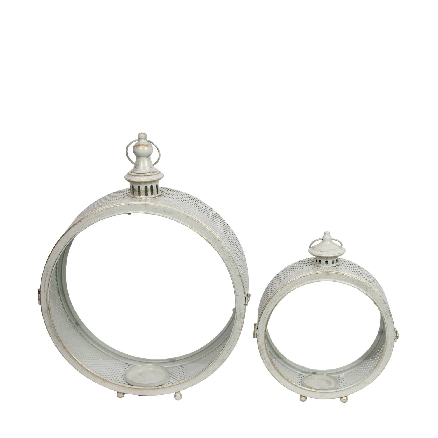 Lantern round metal 45.5x14x57cm - Grey