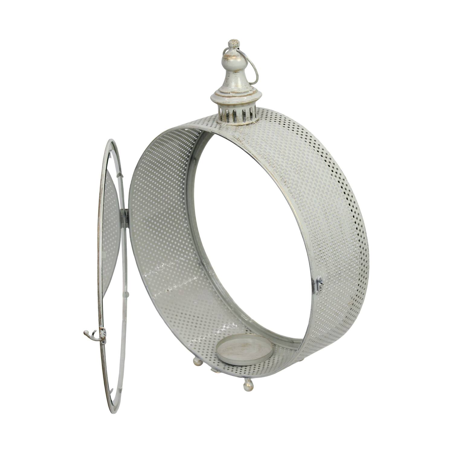 Lantern round metal 45.5x14x57cm - Grey