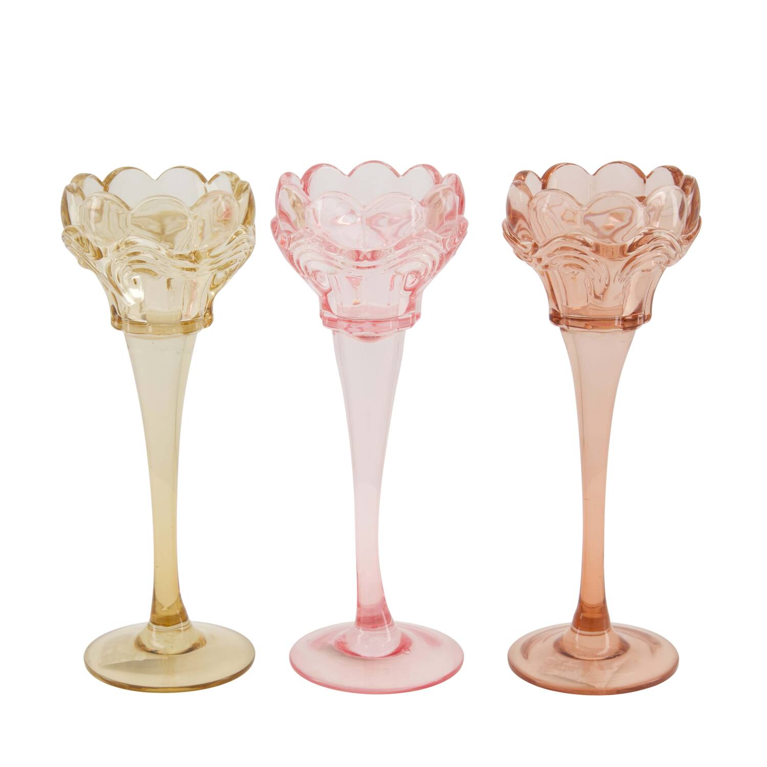 Tealight holder glass 7.8x7.8x20.5cm  - Pink
