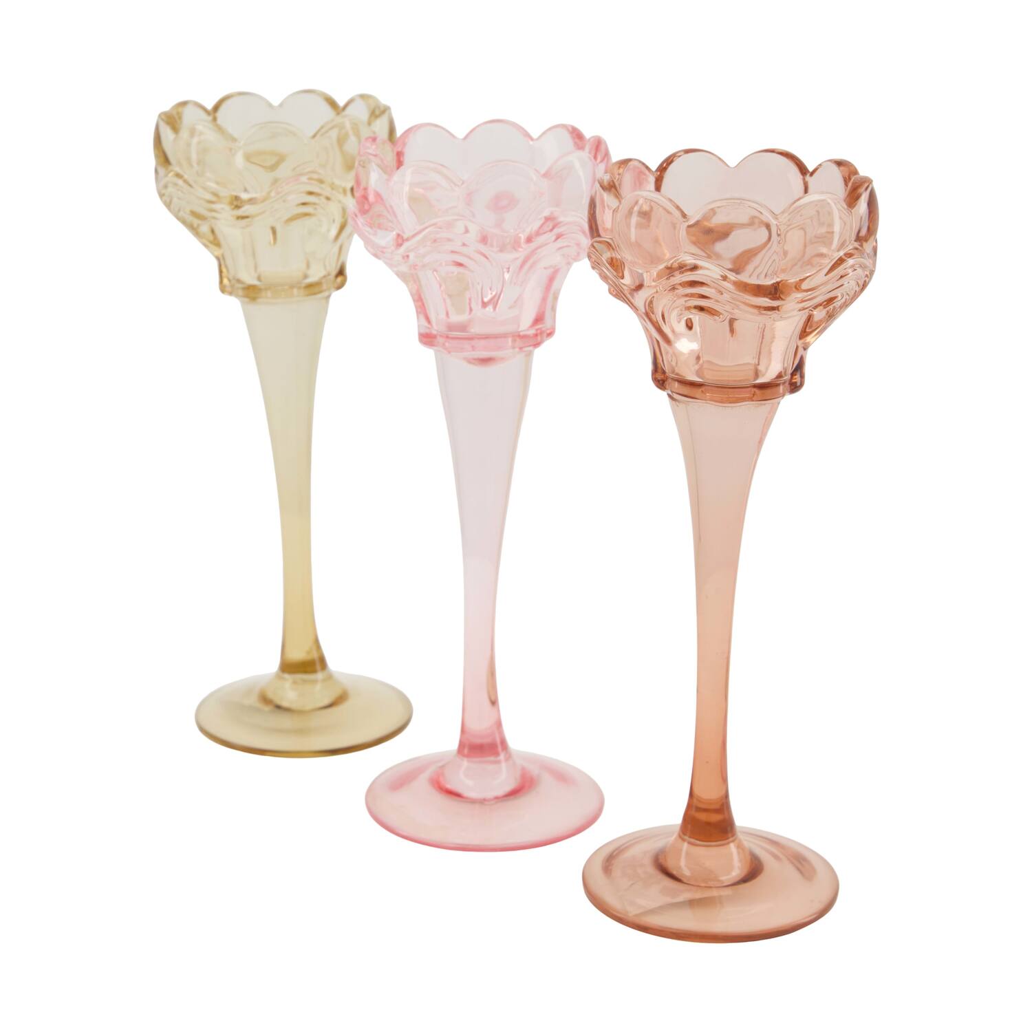 Tealight holder glass 7.8x7.8x20.5cm  - Pink