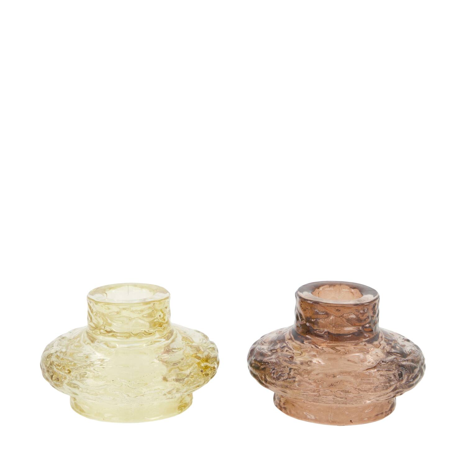 Dinnercandle holder glass 9x9x5.5cm C/2