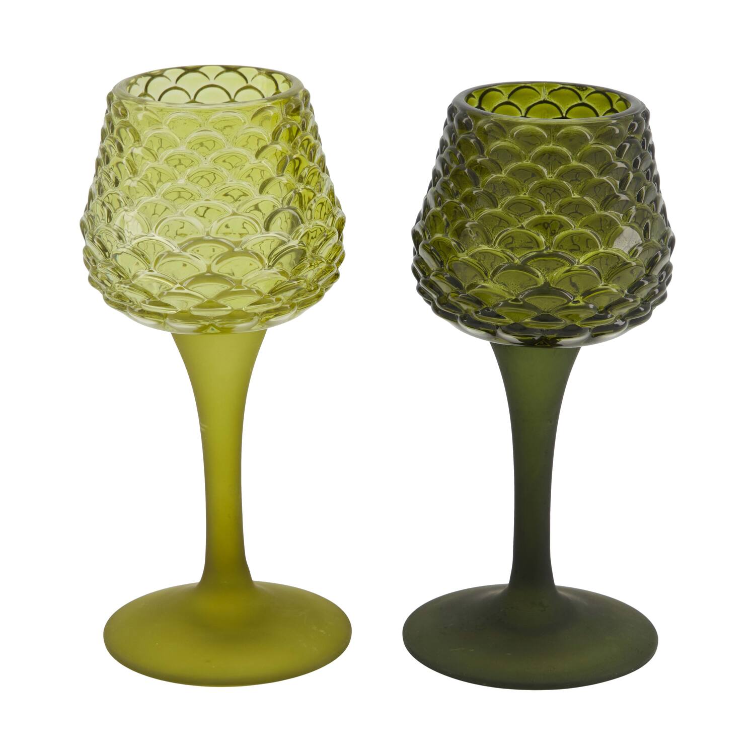 Tealight holder glass 7.5x7.5x16.5cm  - Green