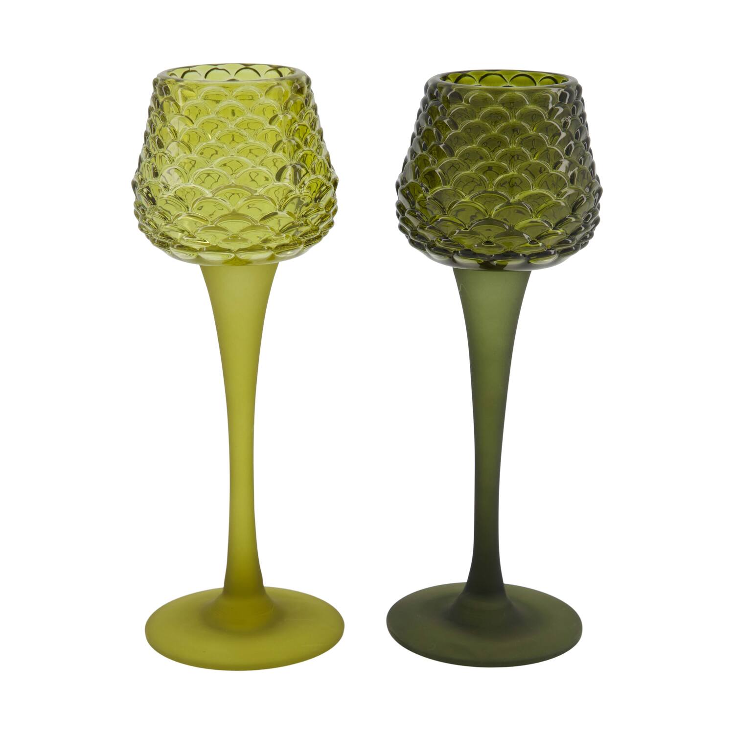 Tealight holder glass 7.5x7.5x22cm  - Green