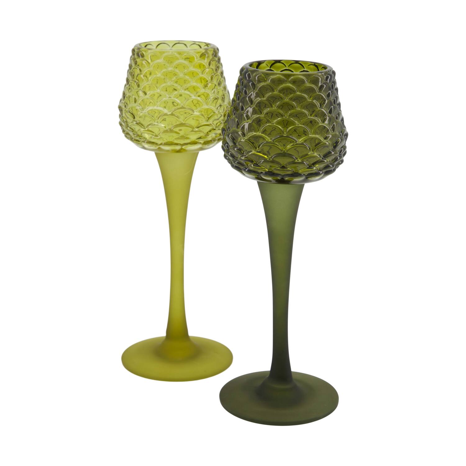 Tealight holder glass 7.5x7.5x22cm  - Green