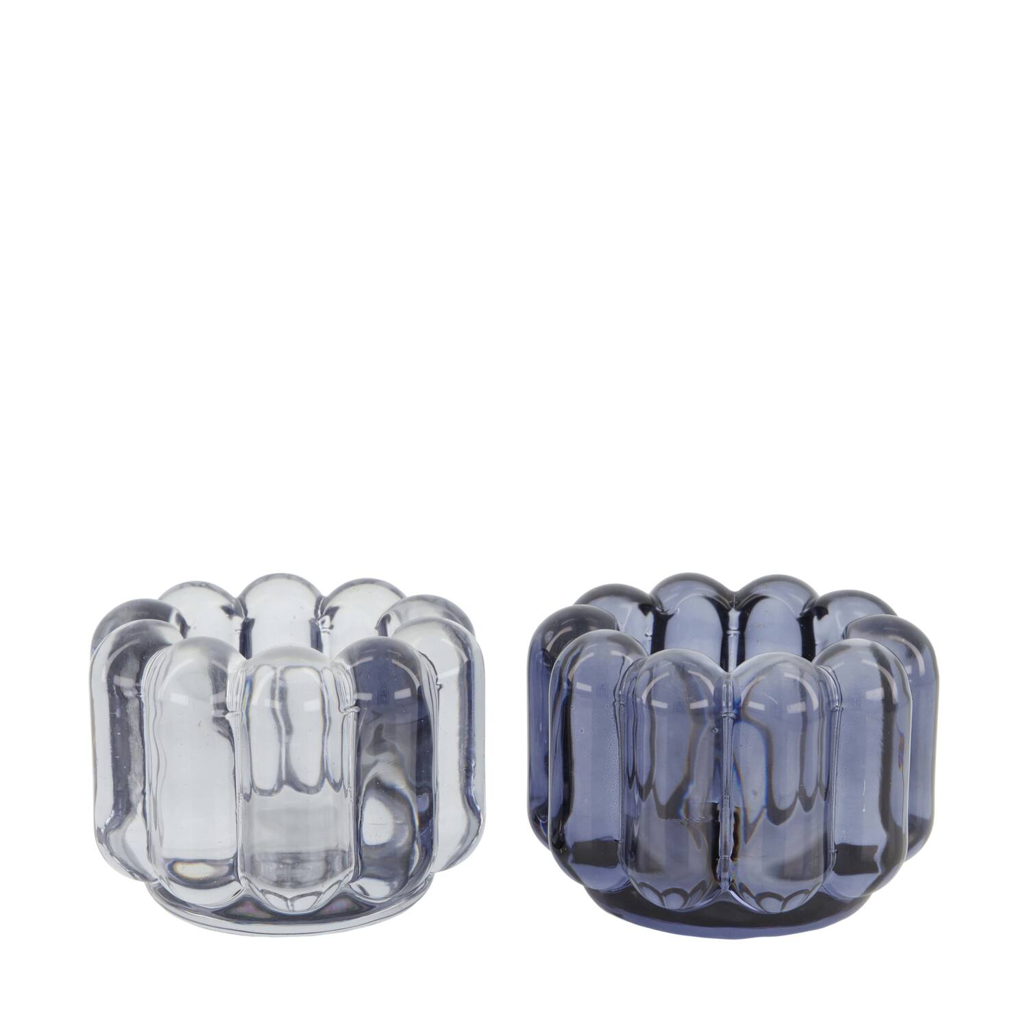 Tealight holder glass 8.5x8.5x6.5cm  - Blue