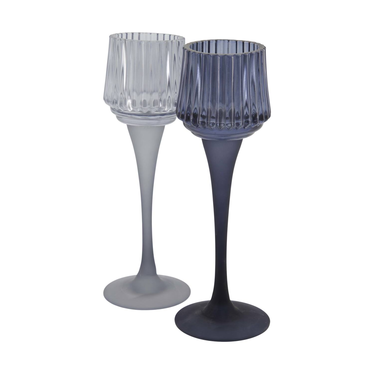 Tealight holder glass 7.5x7.5x22cm  - Blue
