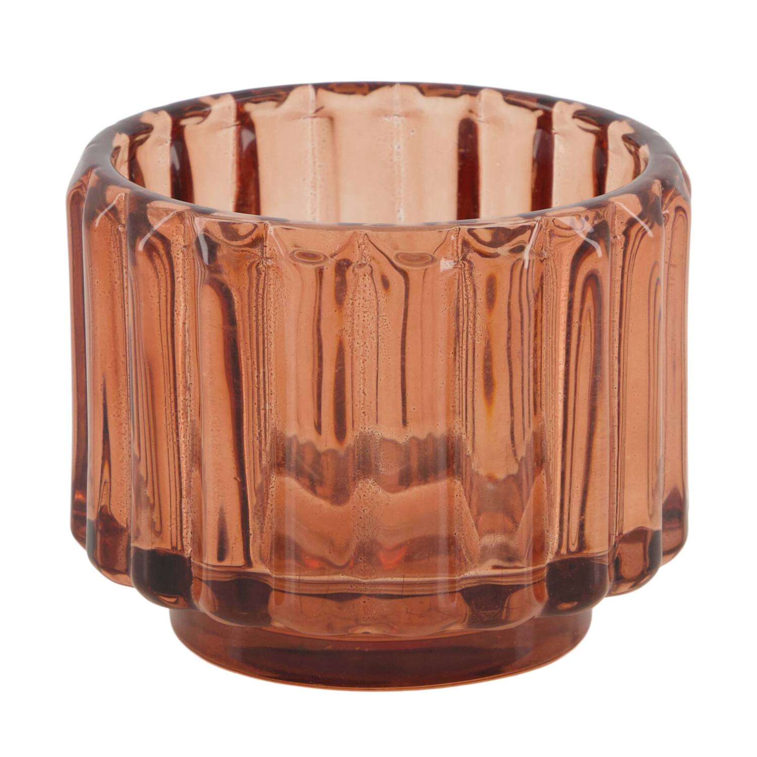 Tealight holder glass 8.5x8.5x6.5cm - Brown