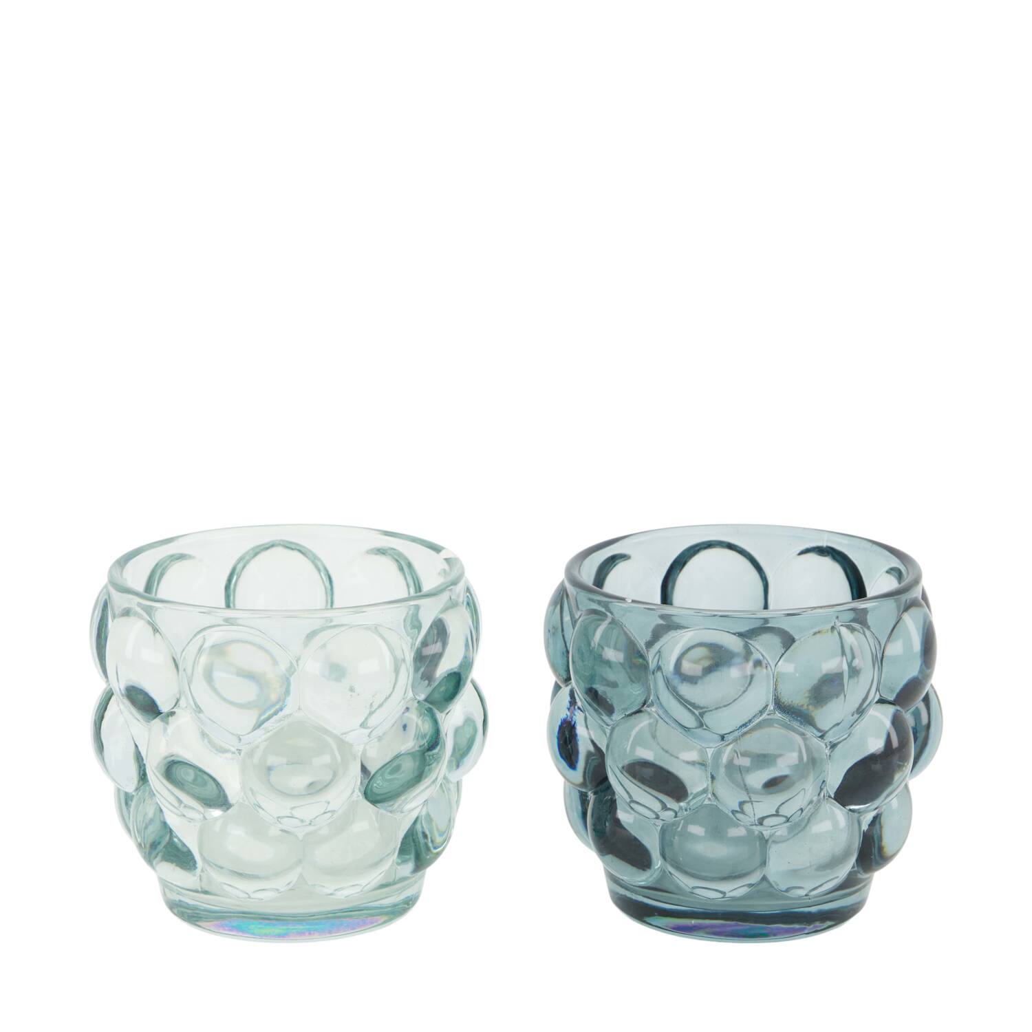 Tealight holder glass 8x8x7cm  - Blue