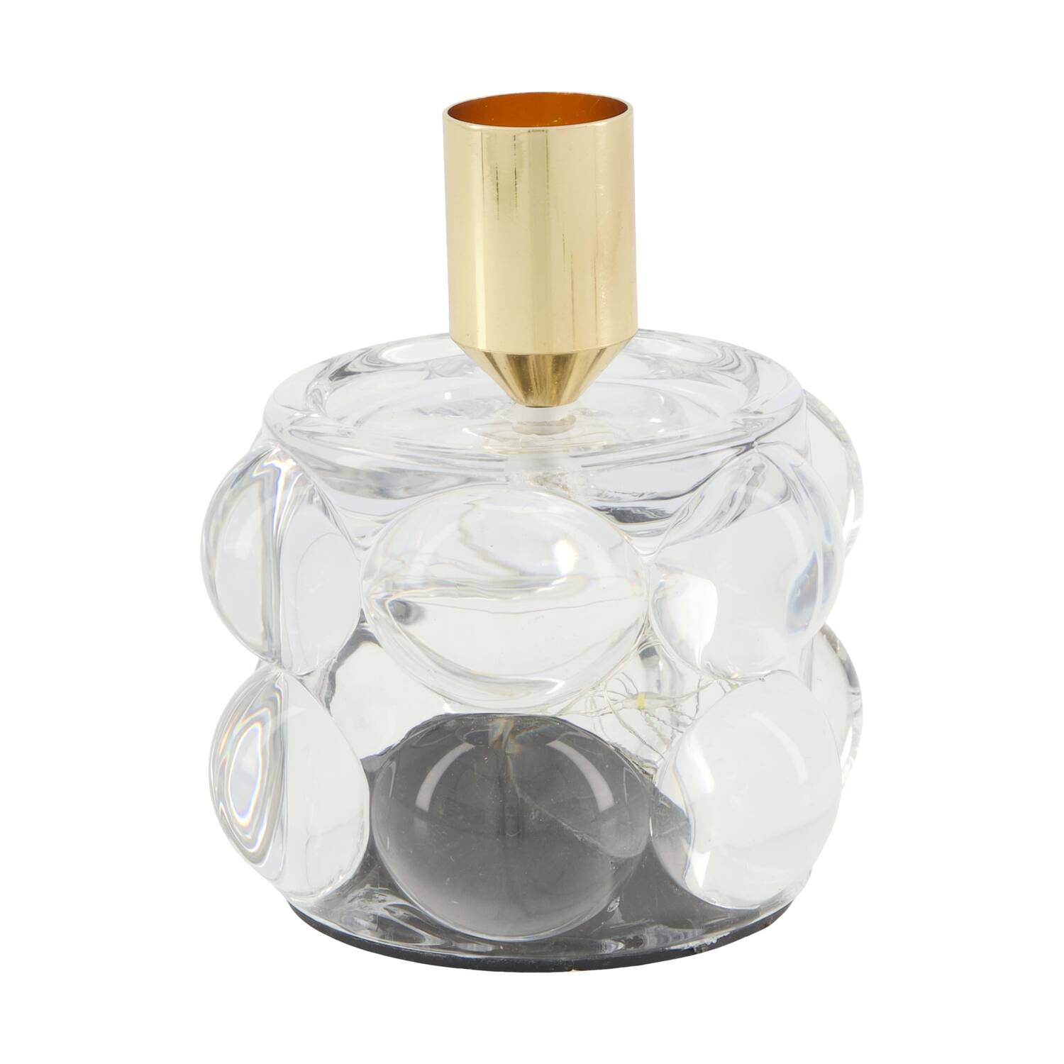 Dinnercandle holder with led glass 8.5x8.5x10.5cm - Transparent