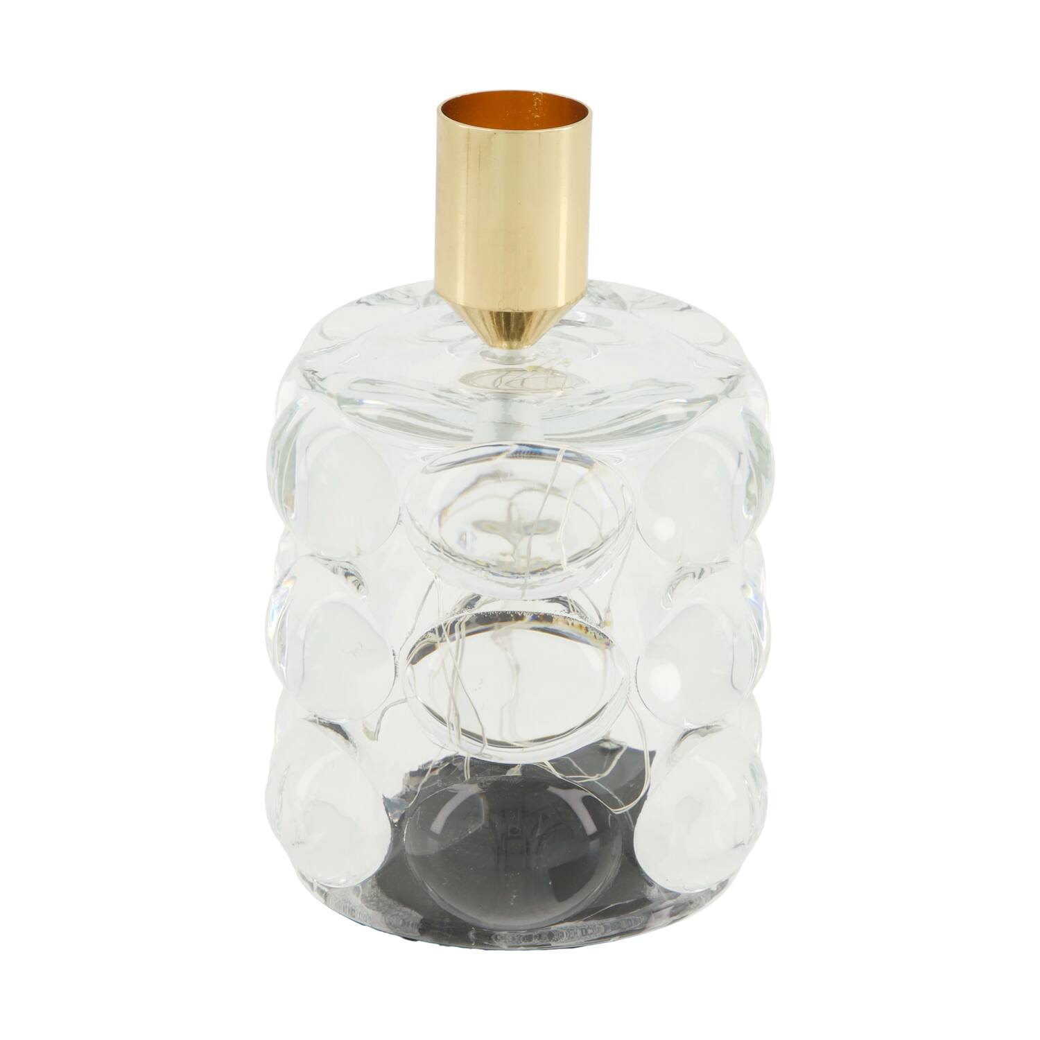 Dinnercandle holder with led glass 8.5x8.5x12.5cm - Transparent