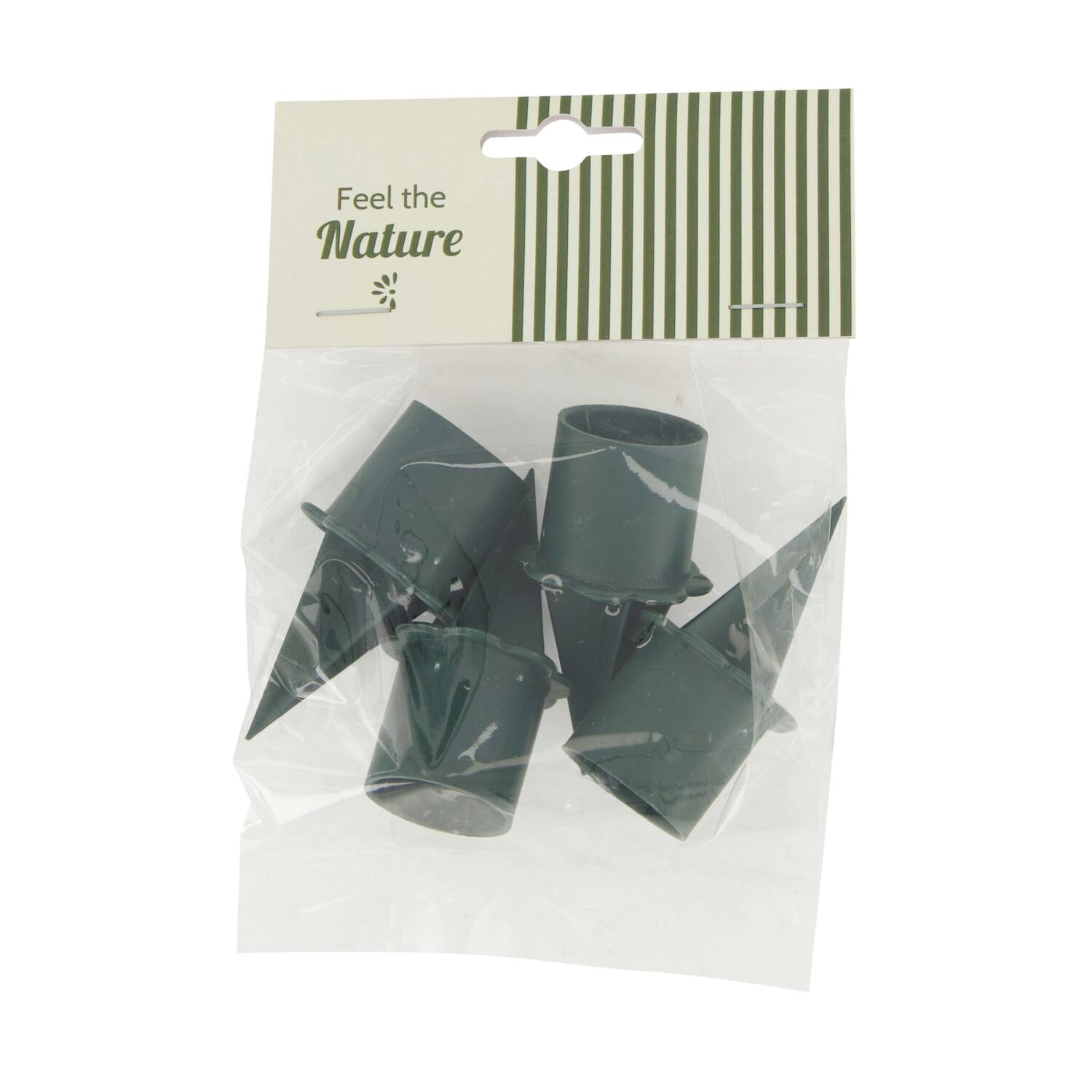 Candle holder plastic 2.2x2.2x6.5cm 4pc - Natural