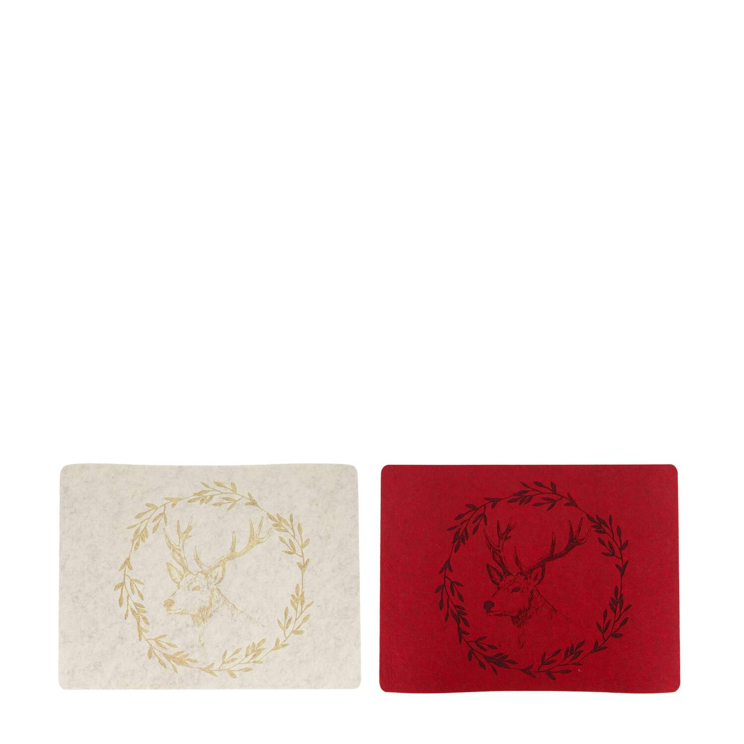 Placemat rectangular with reindeer felt 38x28x0.3cm C/2