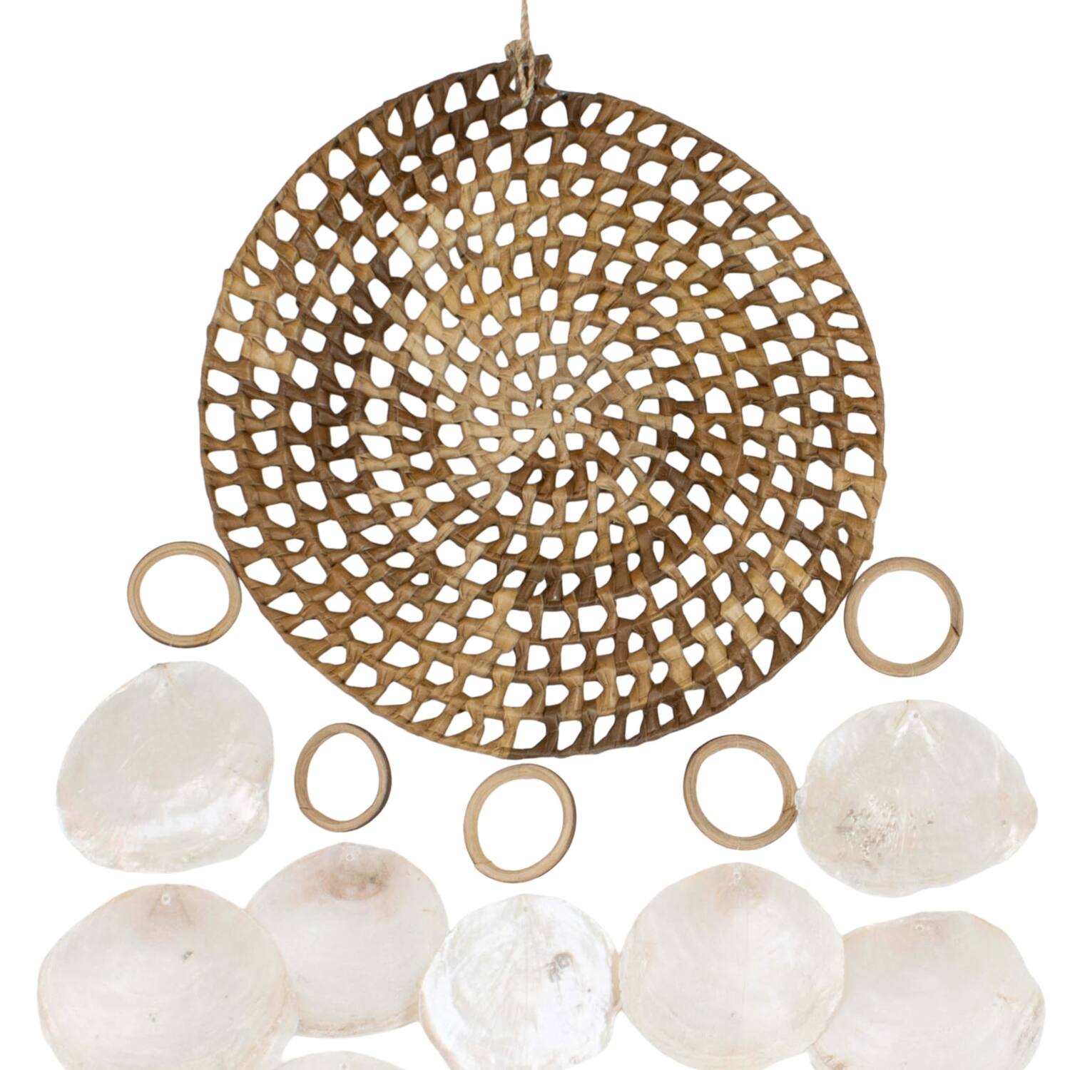 Hanger rattan and capiz 30x5x70cm - Natural