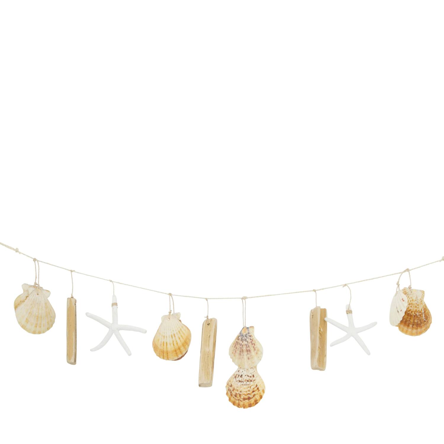 Garland driftwood with shells 10x2x70cm - Natural