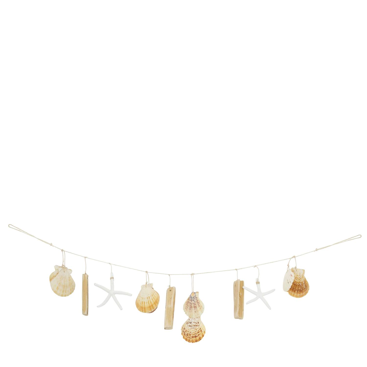 Garland driftwood with shells 10x2x70cm - Natural