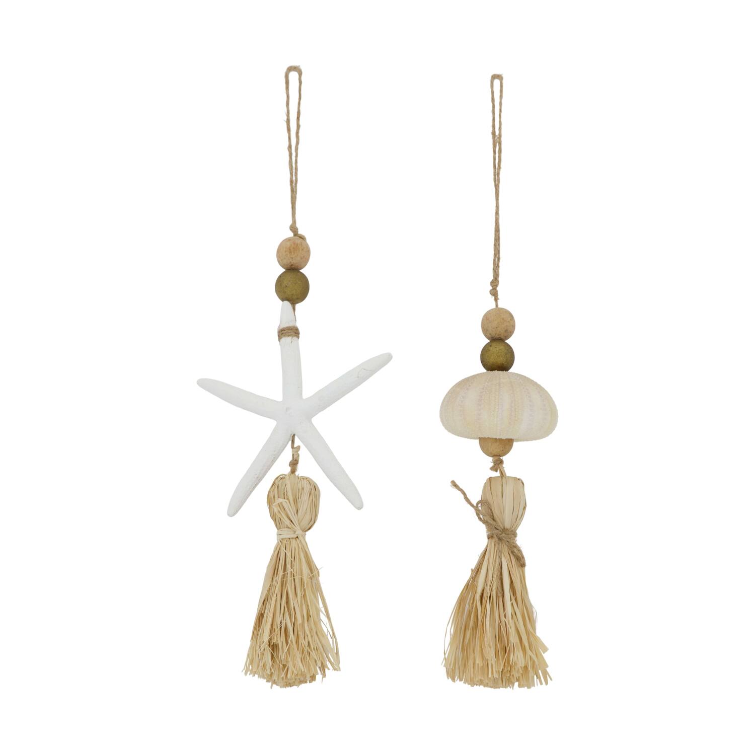 Hanger nature with shells 13x7x30cm - Natural