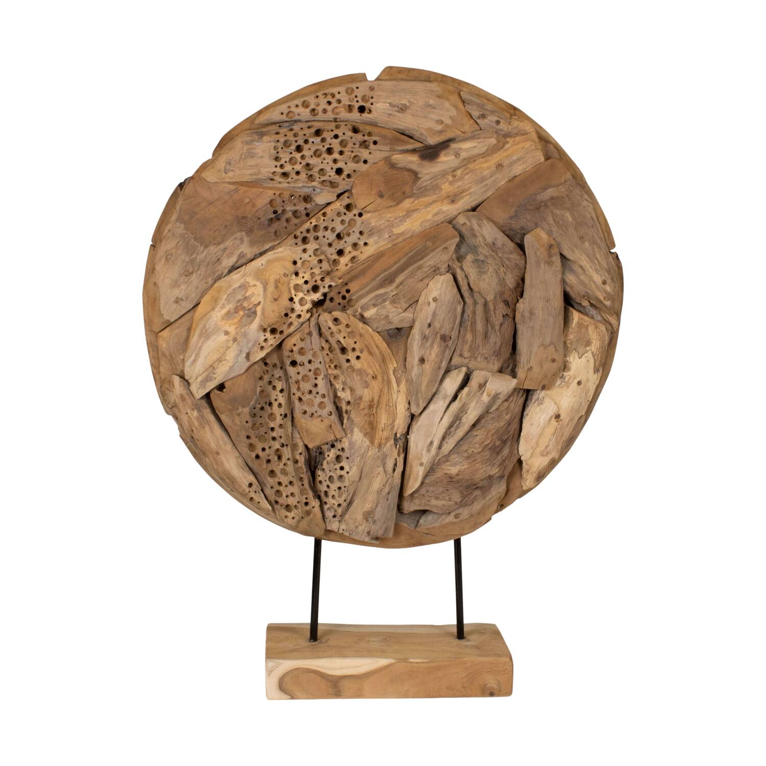 Statue round erosion wood on feet 58x14x76cm - Natural