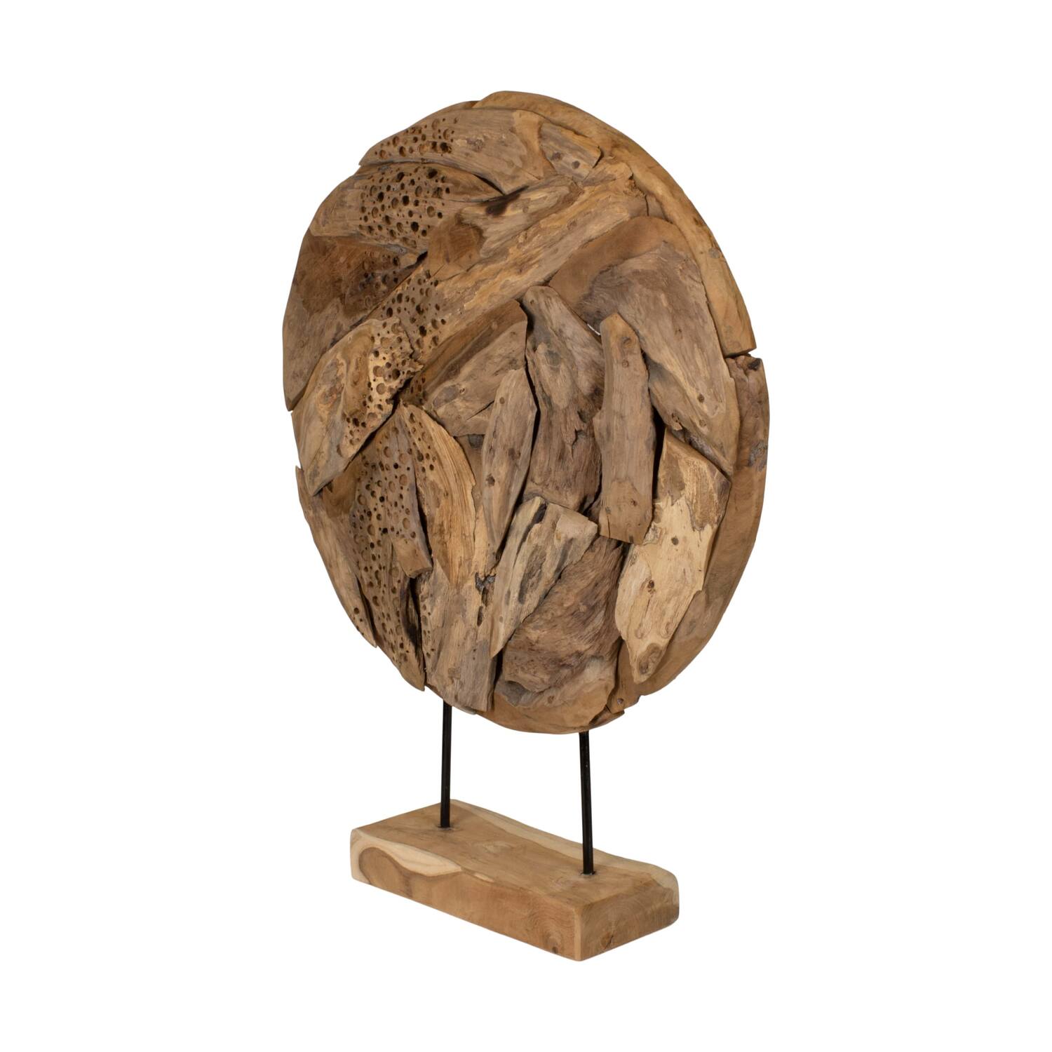 Statue round erosion wood on feet 58x14x76cm - Natural