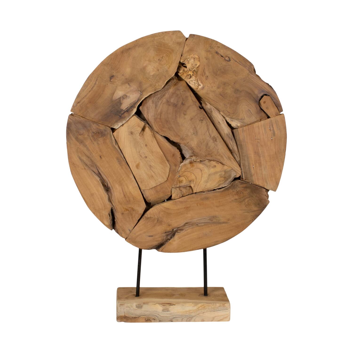 Statue round erosion wood on feet 58x14x76cm - Natural