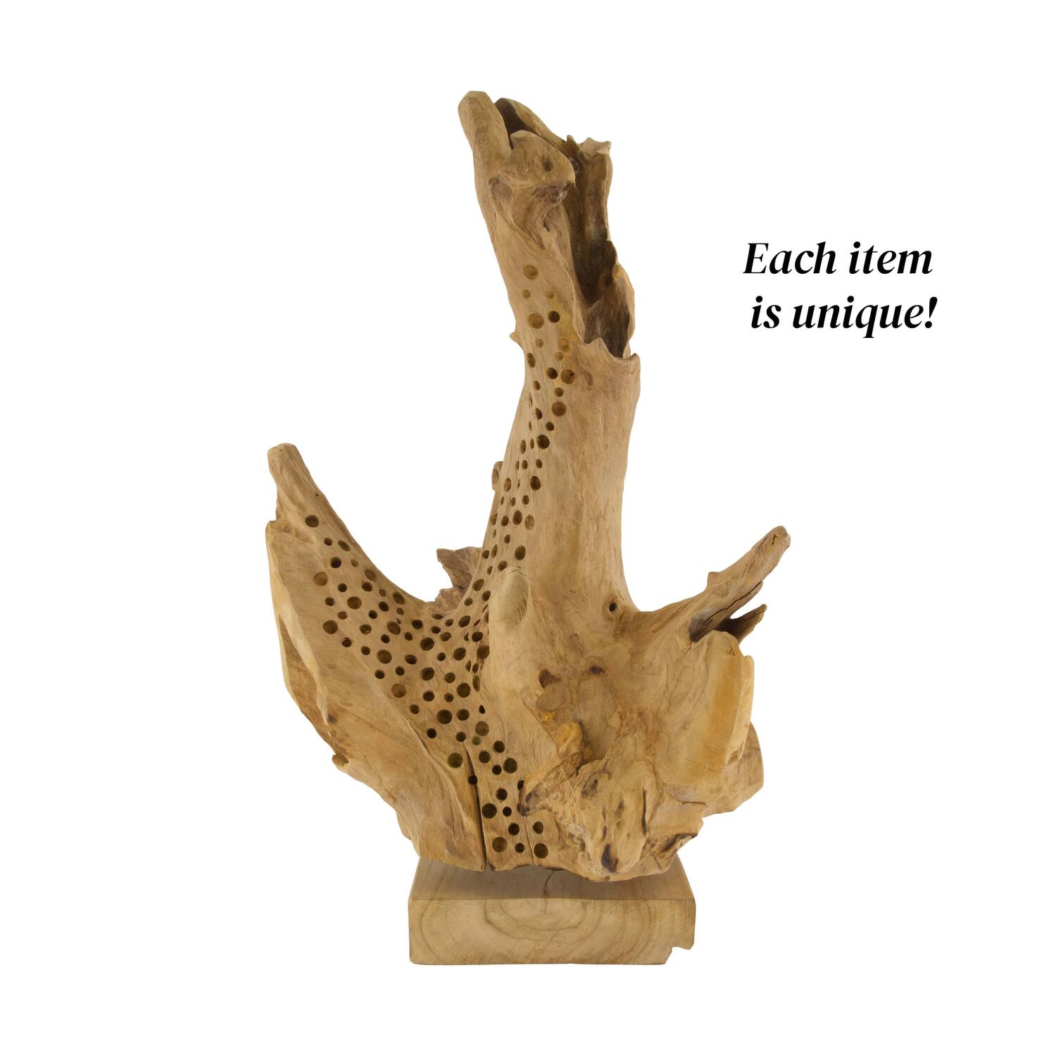 Statue erosion wood on feet 35x15x58cm