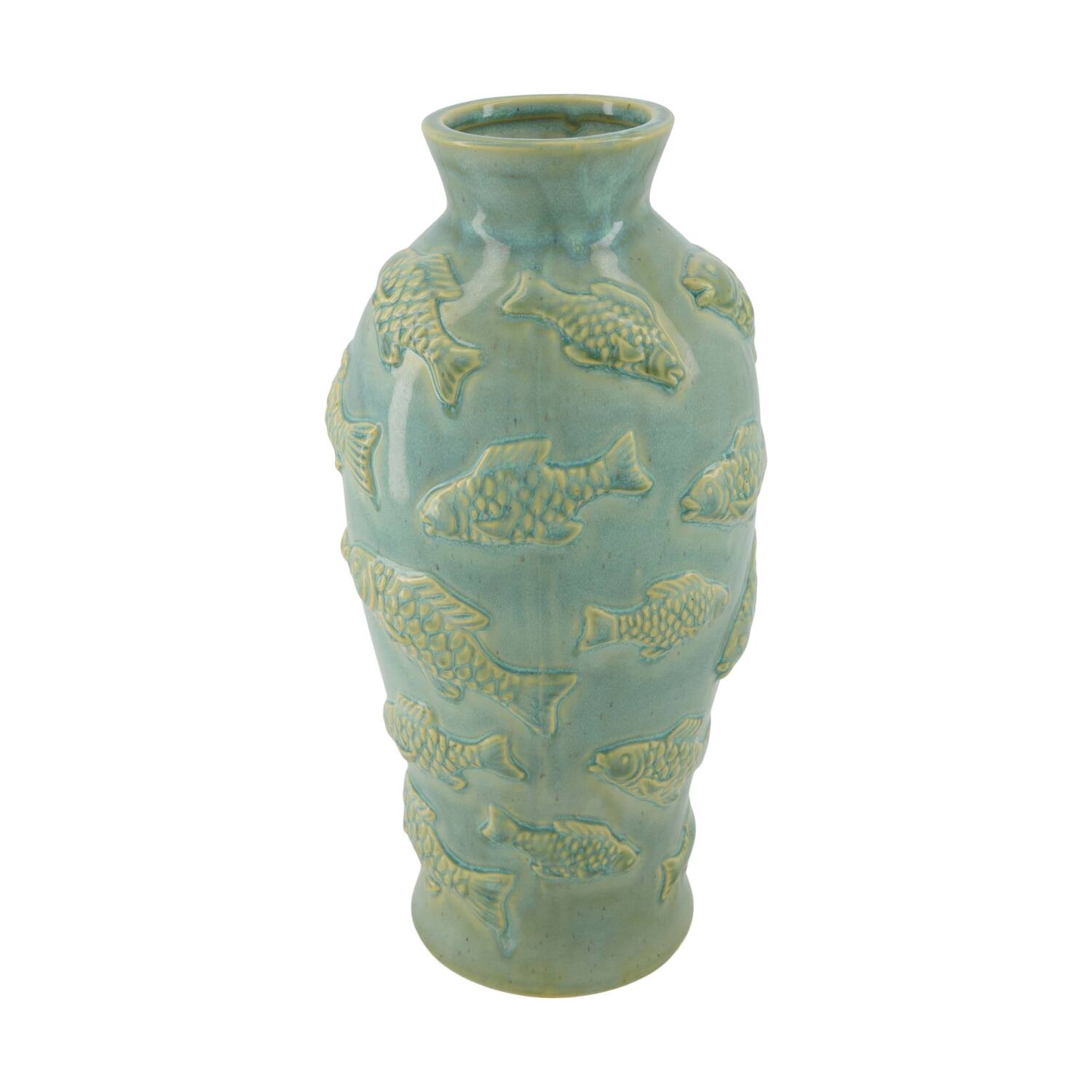 Vase fish ceramic 17.5x17.5x35cm