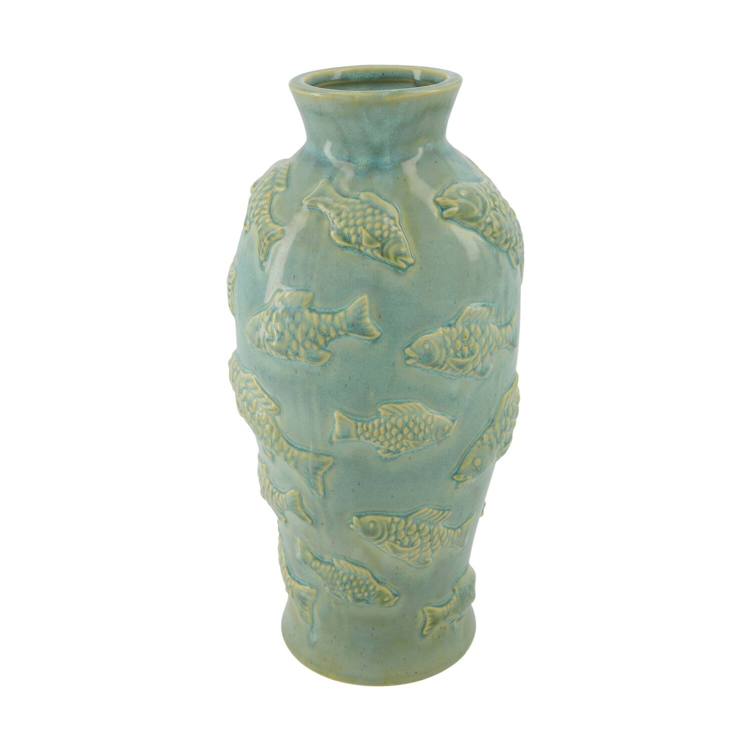 Vase fish ceramic 17.5x17.5x35cm