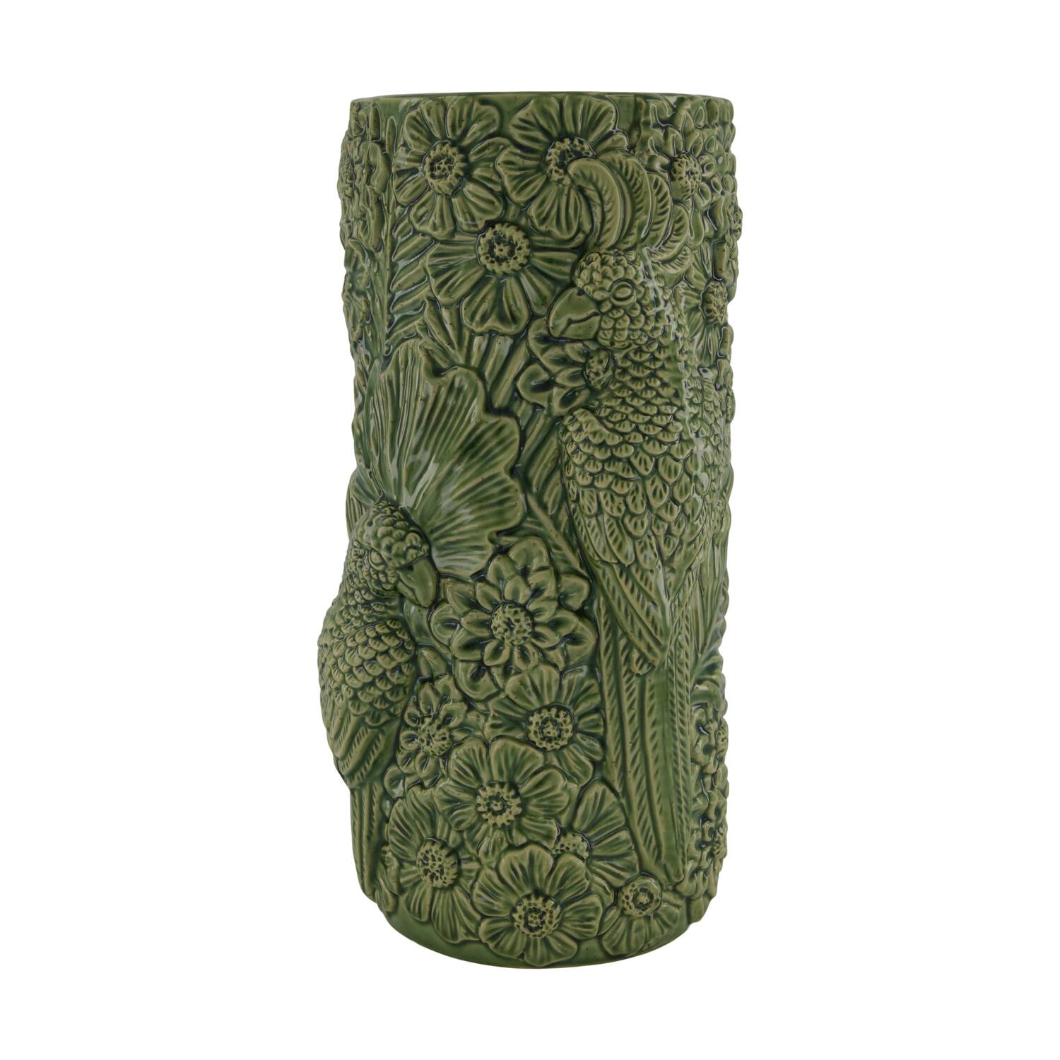 Vase parrot ceramic 17.5x17.5x36cm - Green