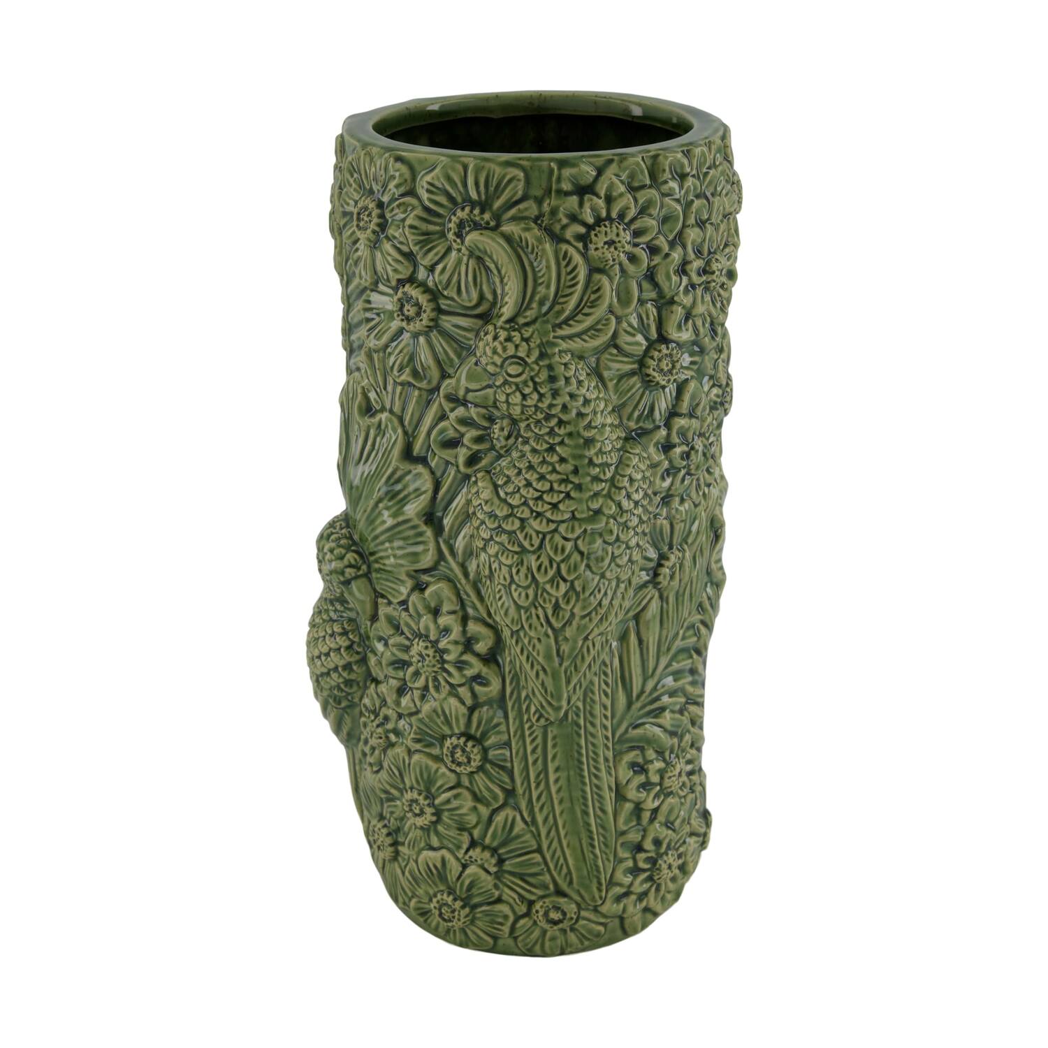 Vase parrot ceramic 17.5x17.5x36cm - Green