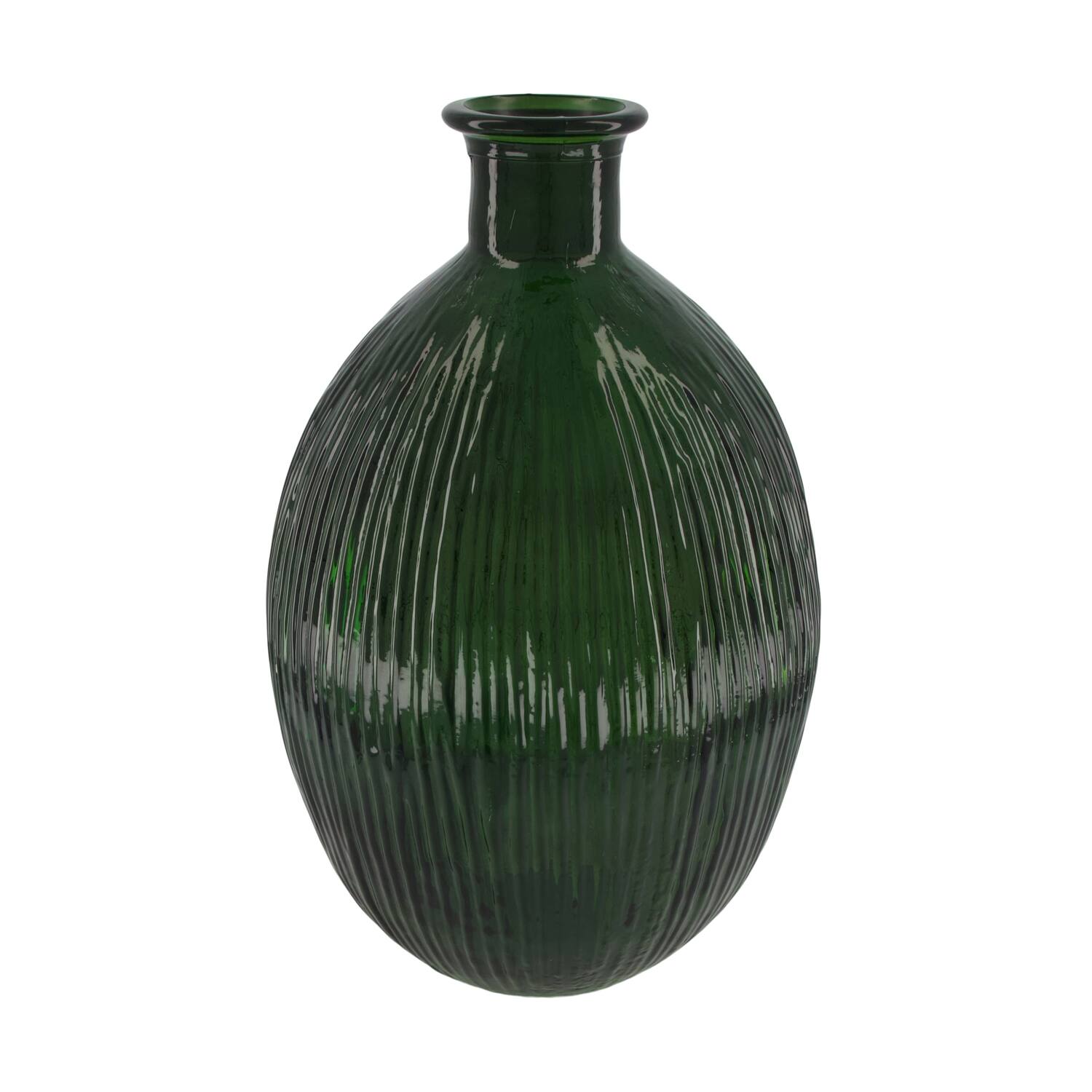 Bottle round recycled glass 25x25x40cm - Green