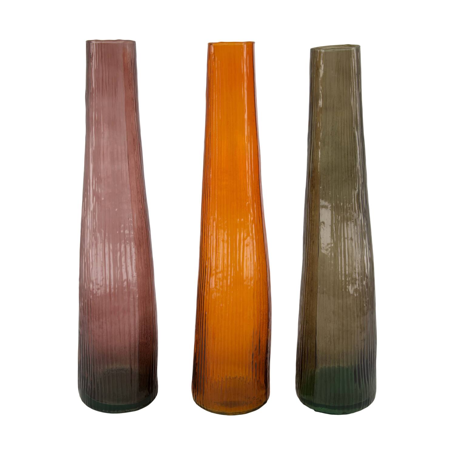 Bottle round recycled glass 9x9x40cm - Multi