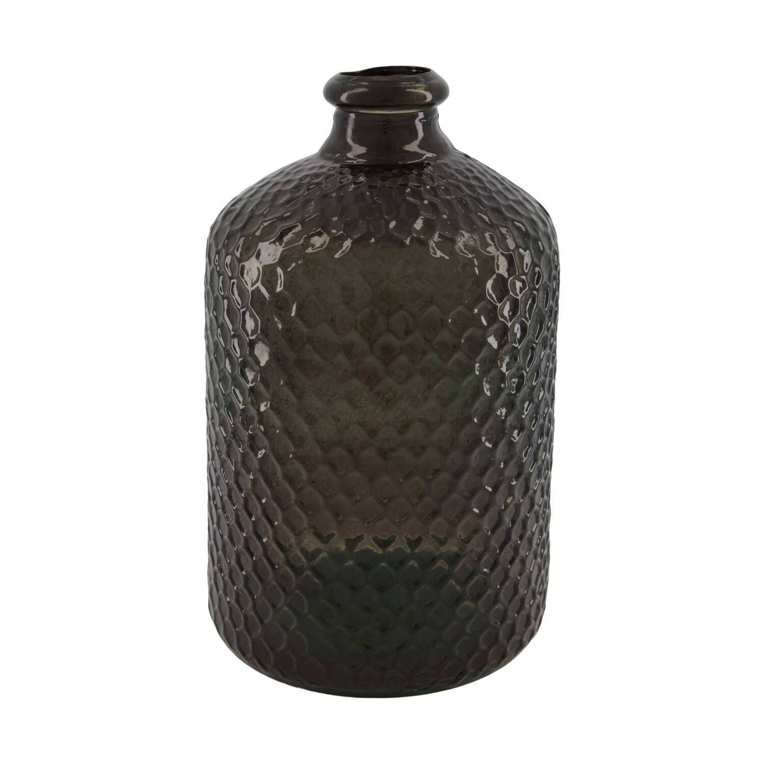 Bottle round recycled glass 19x19x31cm