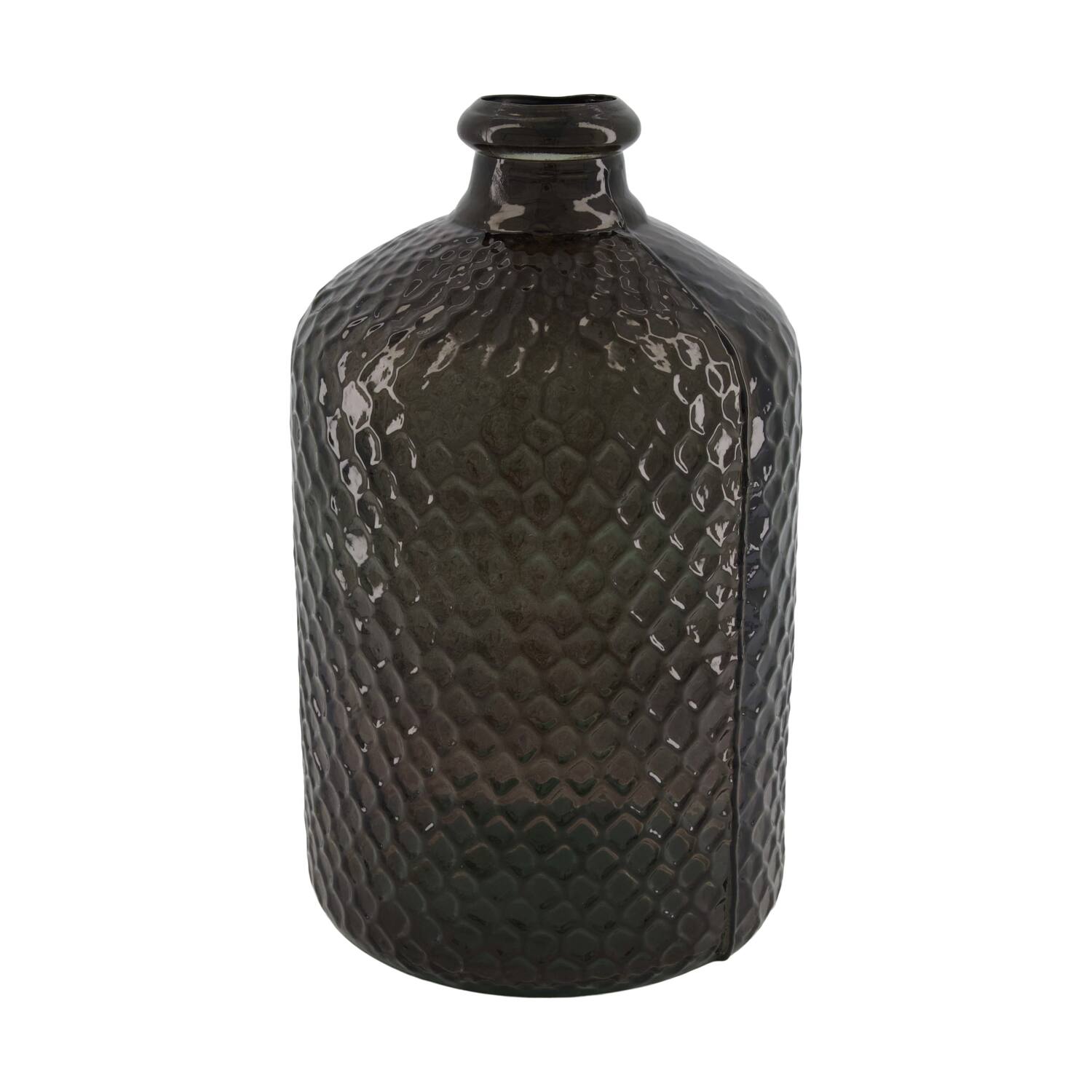 Bottle round recycled glass 19x19x31cm